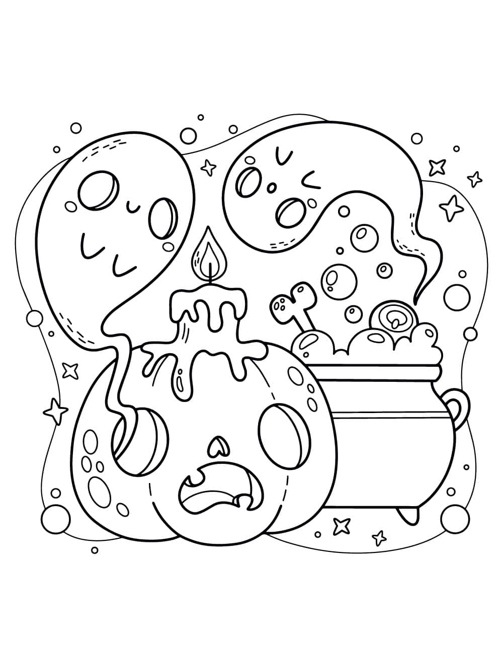 萬聖節泡泡浴幽靈著色圖 壁紙