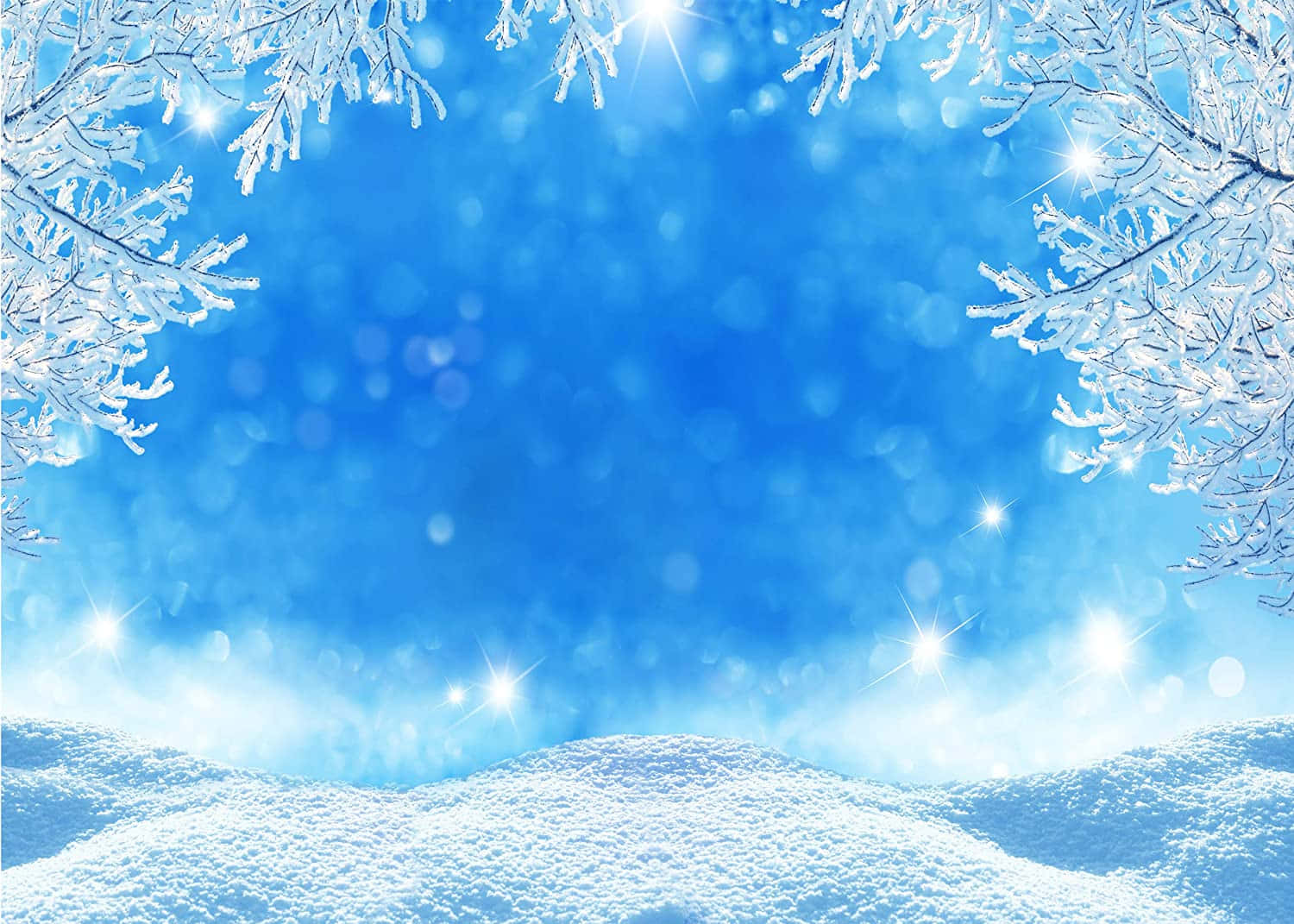藍天白雪的雪景背景 壁紙