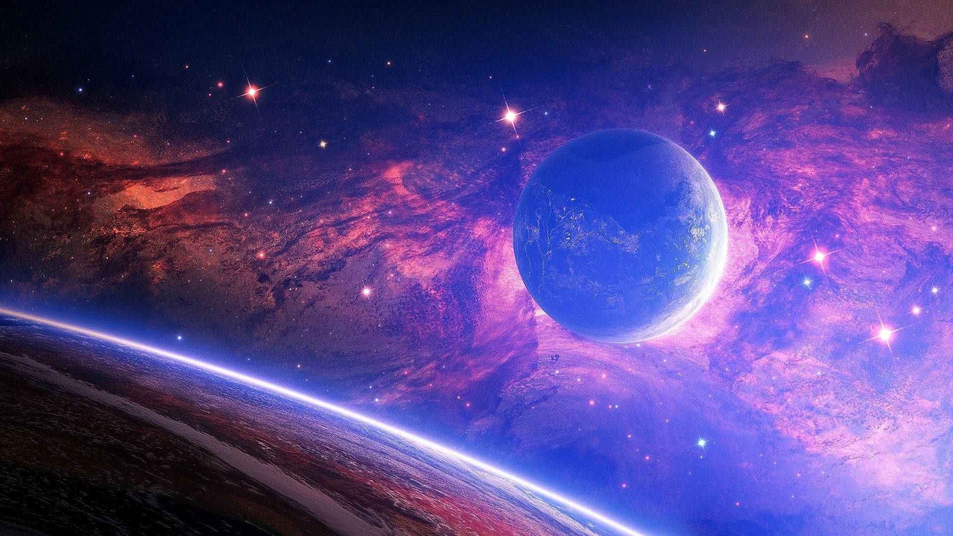 藍色星球 1920x1080 HD 太空 壁紙