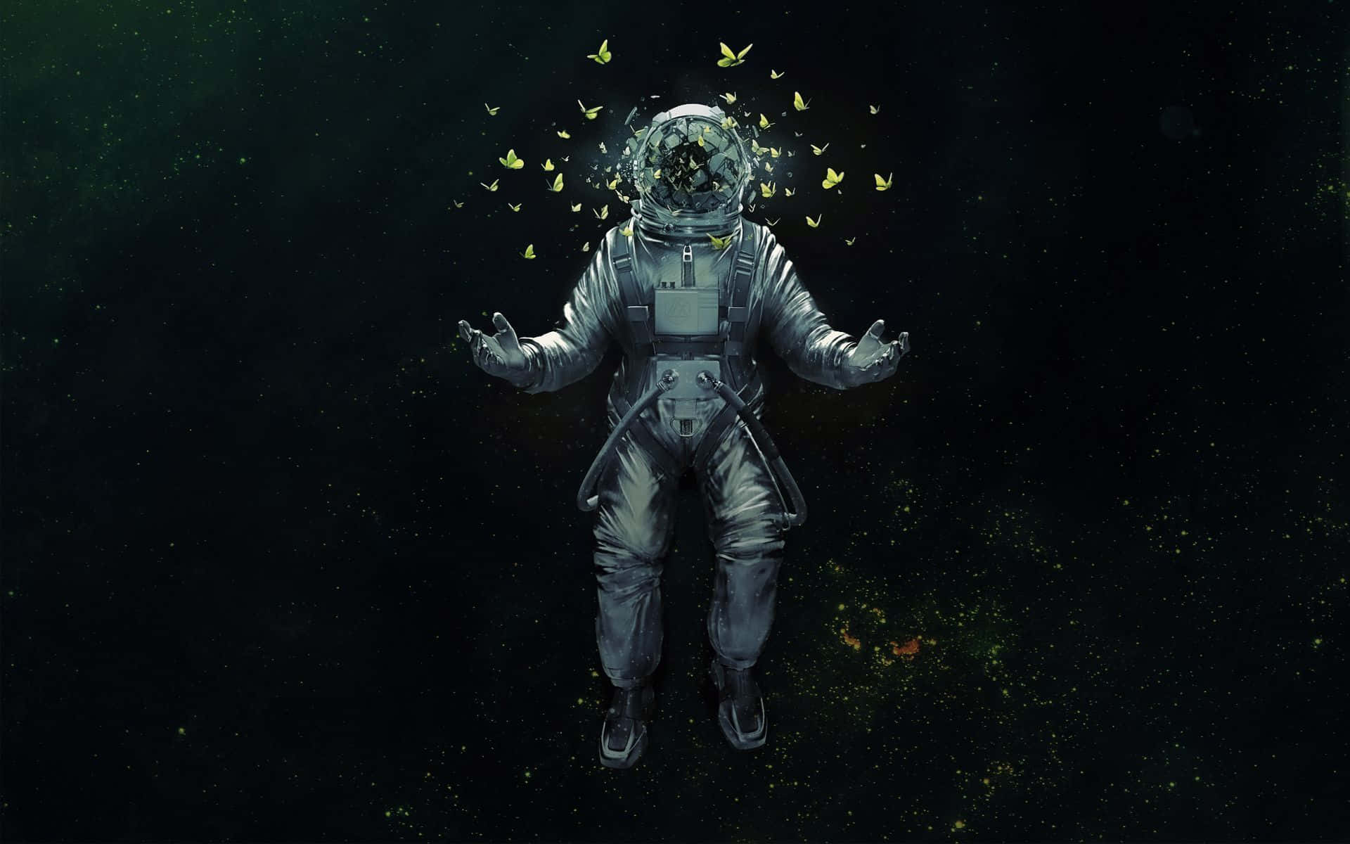 藍色火焰在浩瀚星海中舞動，於無垠太空中綻放 壁紙