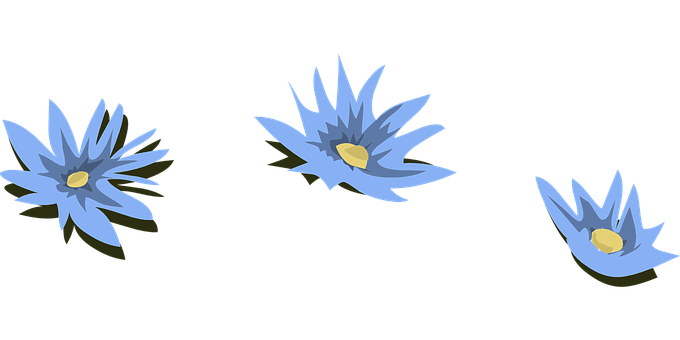 藍色睡蓮插畫 — 花朵 GIF 壁紙