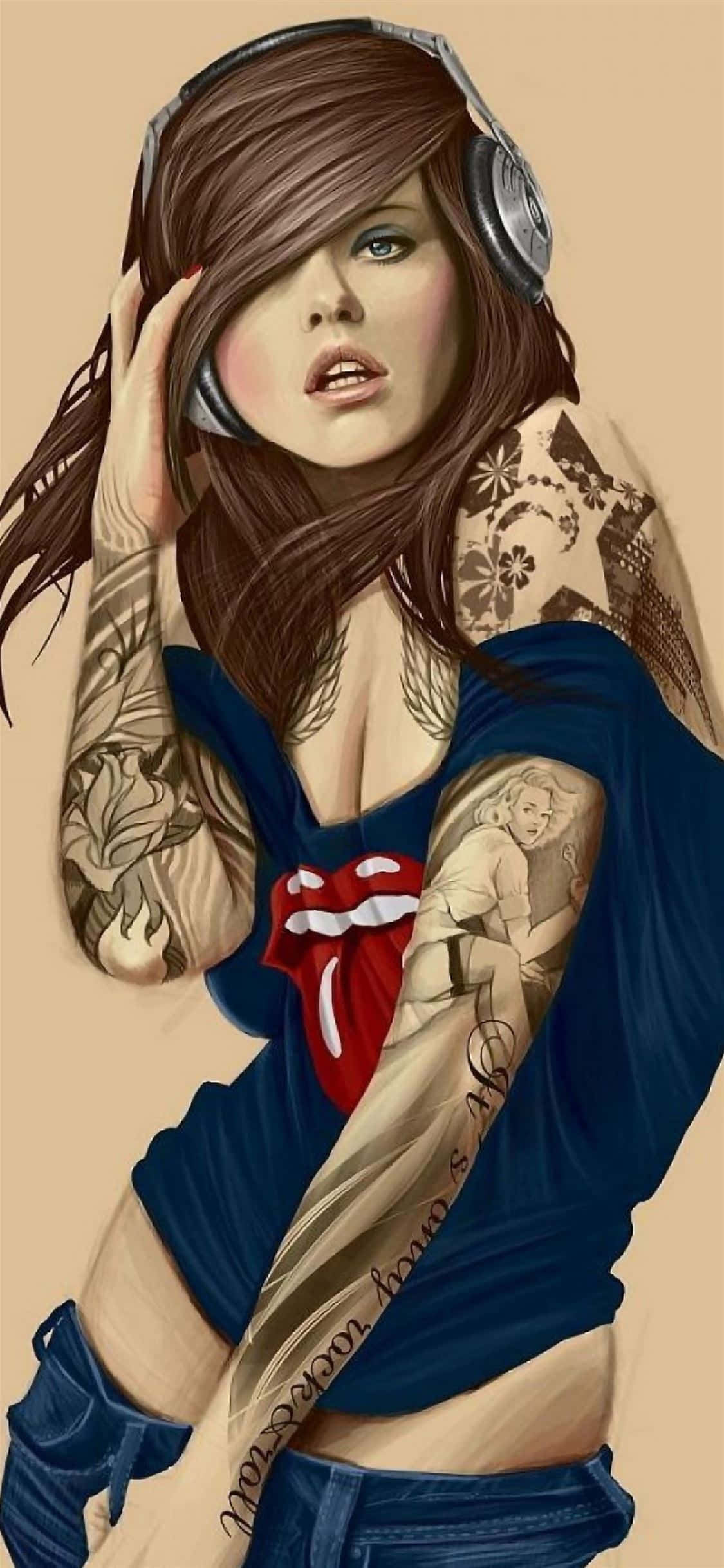 挑逗姿态的艺术女性 壁紙