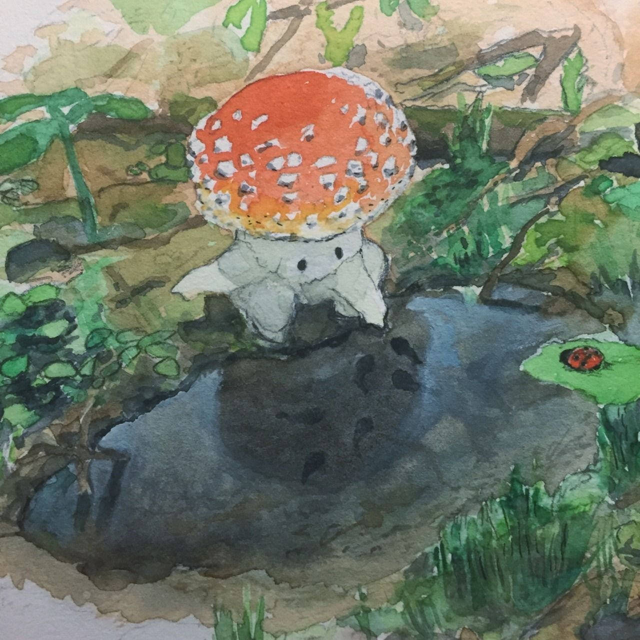 蘑菇角色田園風桌面 壁紙