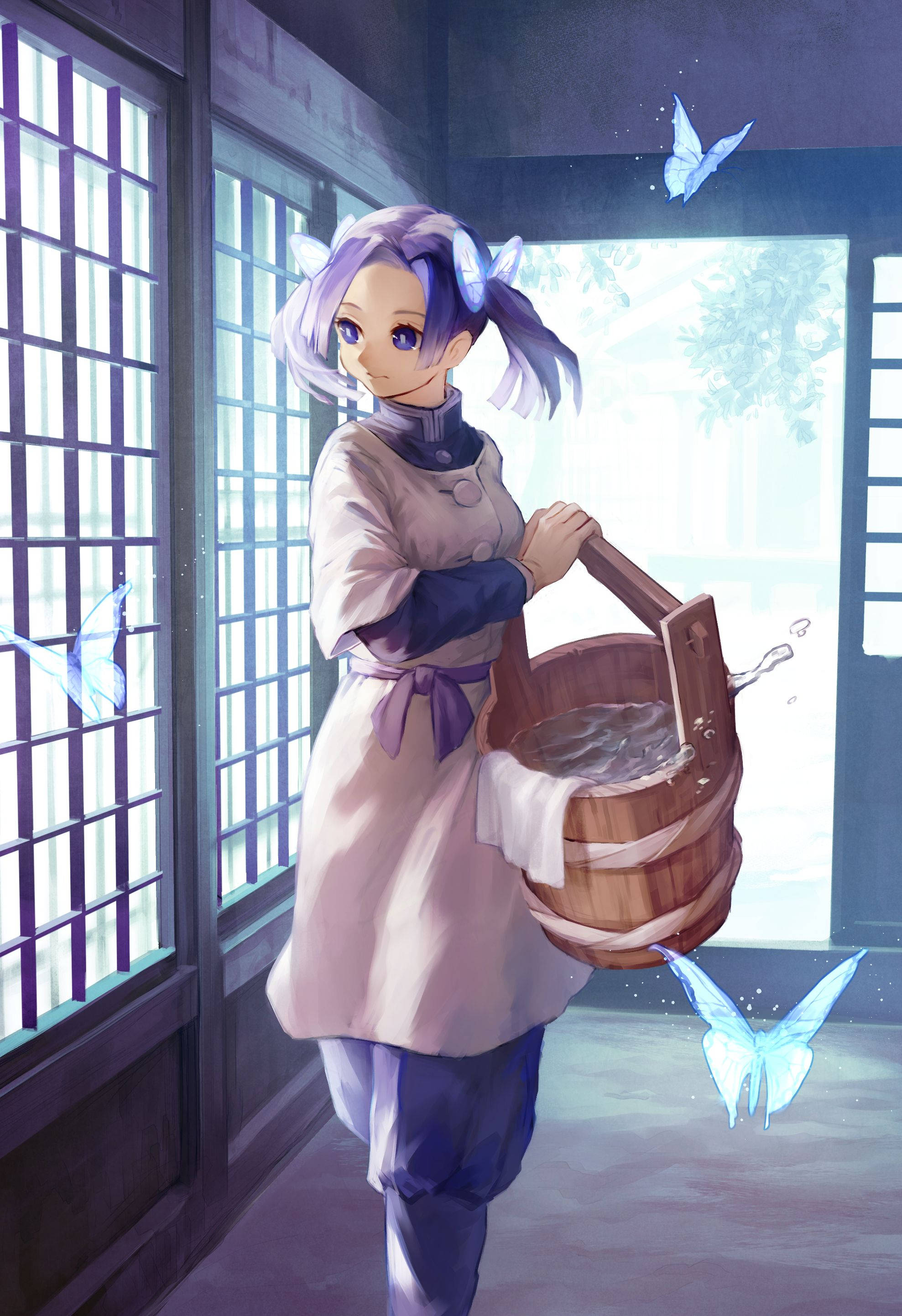 蝴蝶與神崎葵 藝術作品 壁紙