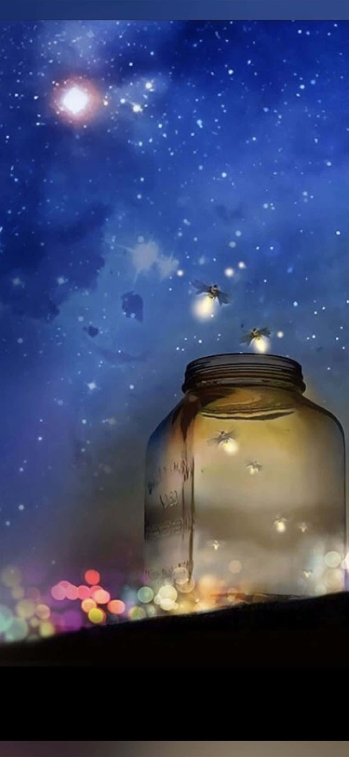 「螢火蟲點亮夜晚的光芒。」 壁紙