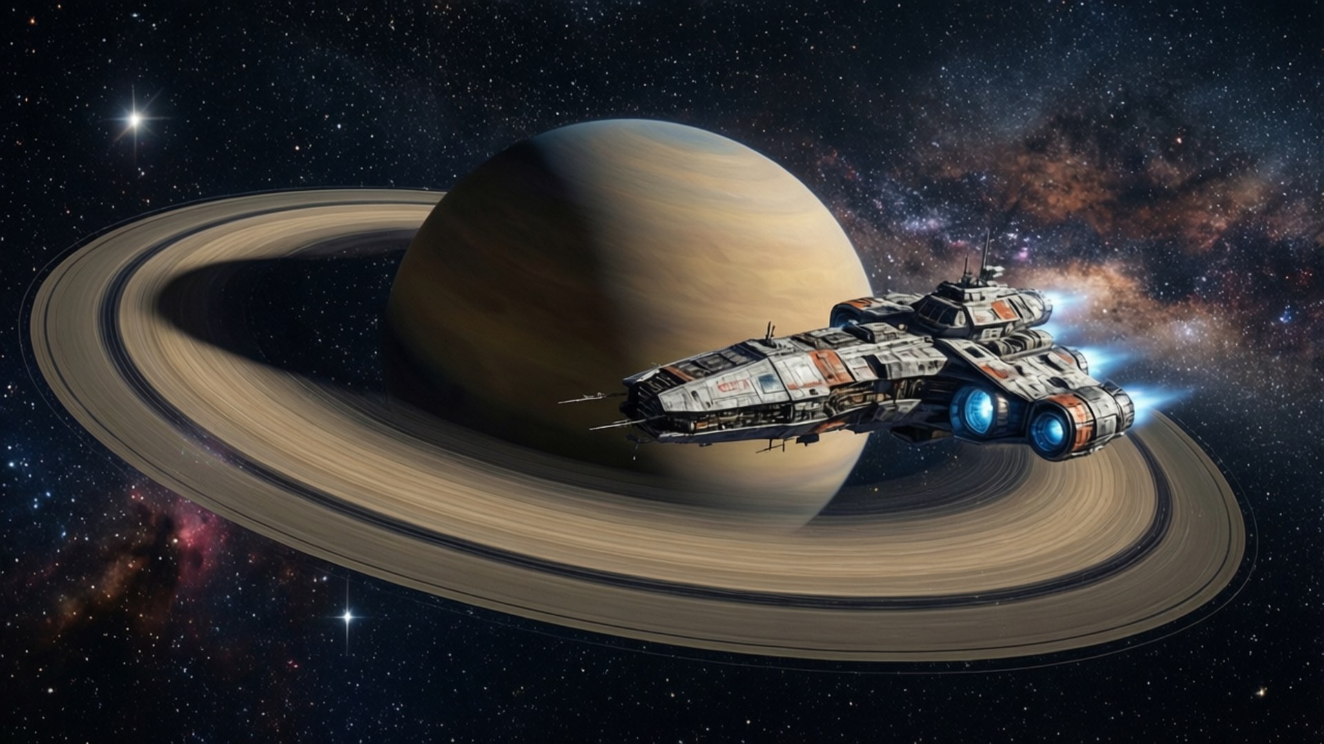 行星上空飞船 壁紙