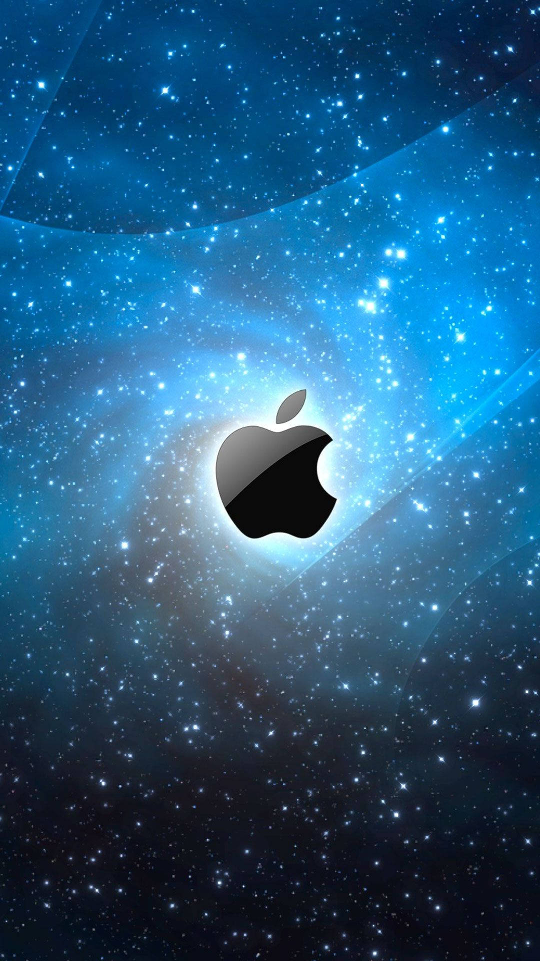 藍色背景上的蘋果標誌 iPhone 桌布 — iPhone 壁紙