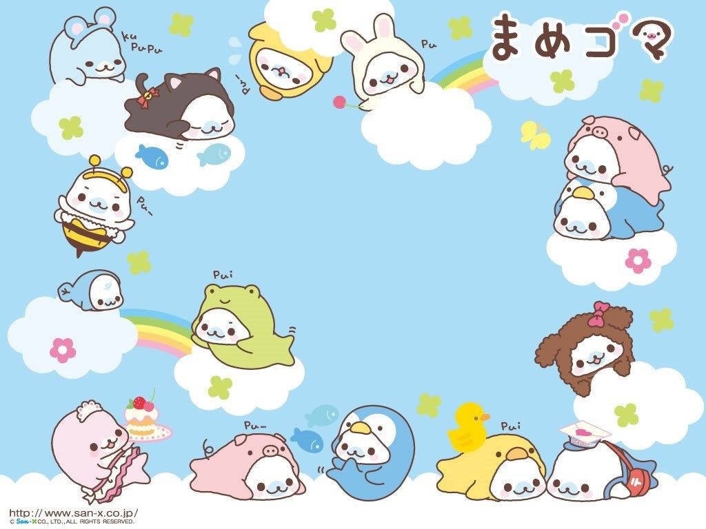 粉彩動物超級可愛桌布 — 卡哇伊 壁紙