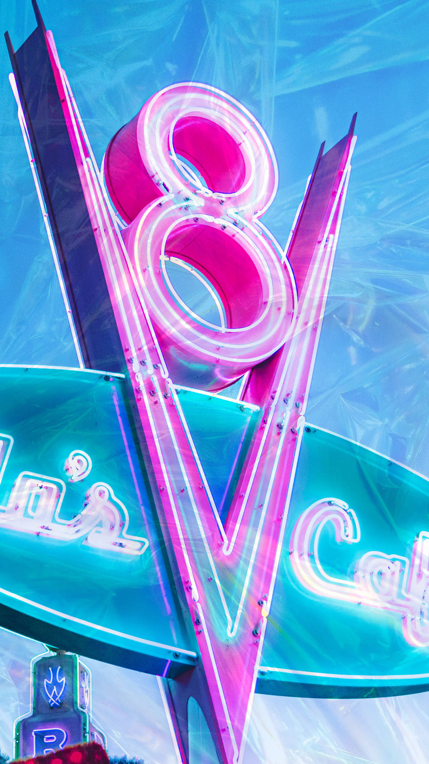 迪士尼乐园汽车主题 Flo's V8 咖啡馆标志 壁紙