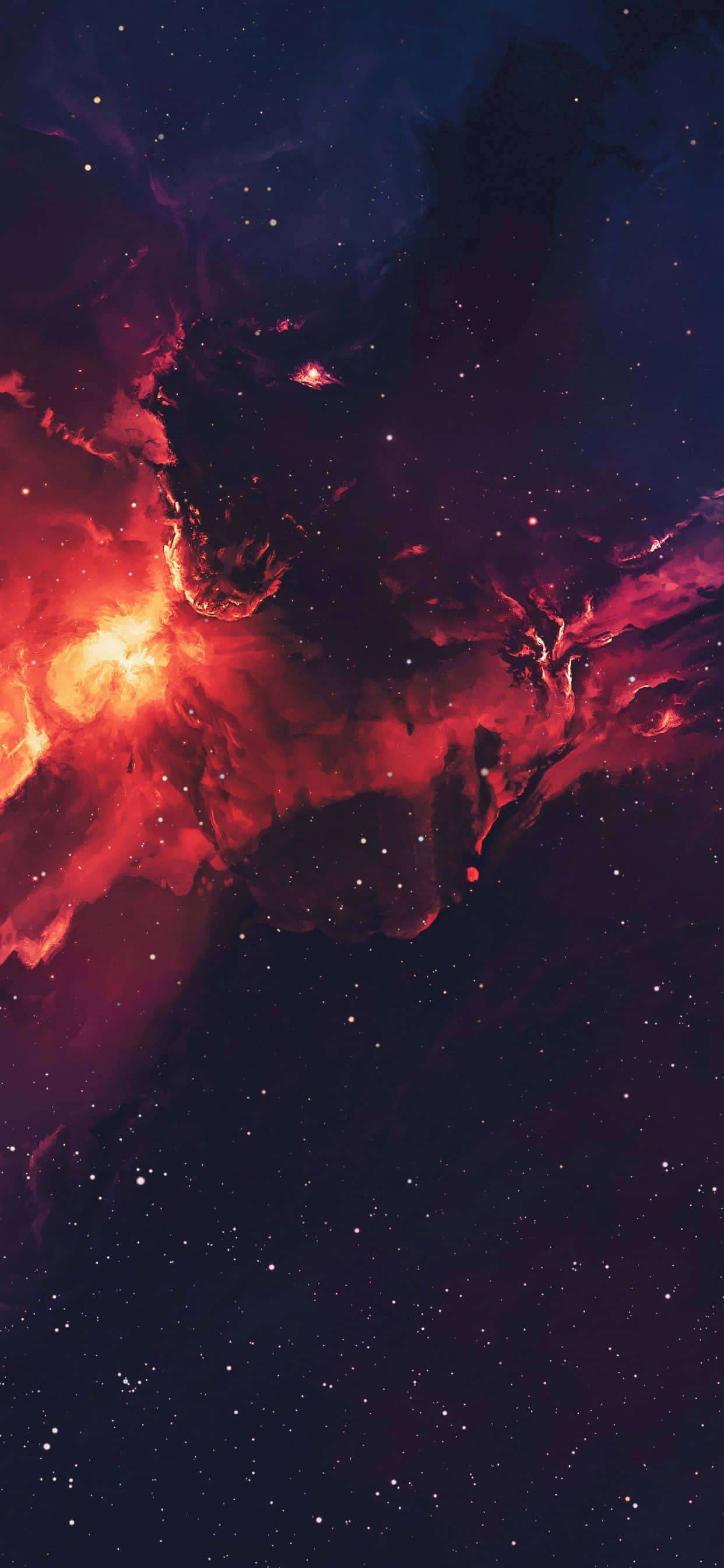 迷幻星系与红色太空尘埃 壁紙