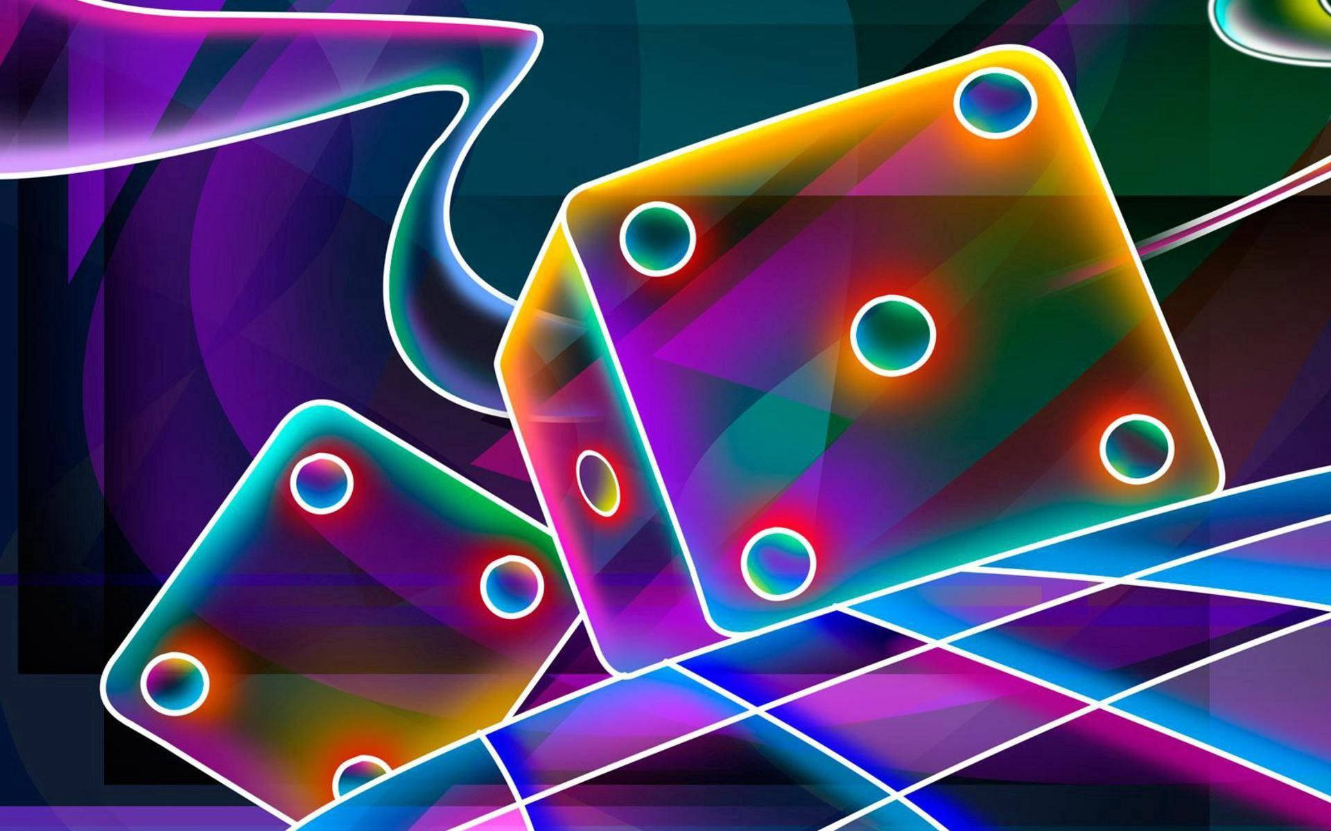 3D霓虹多彩迷幻巨型骰子桌布 — 3D 壁紙