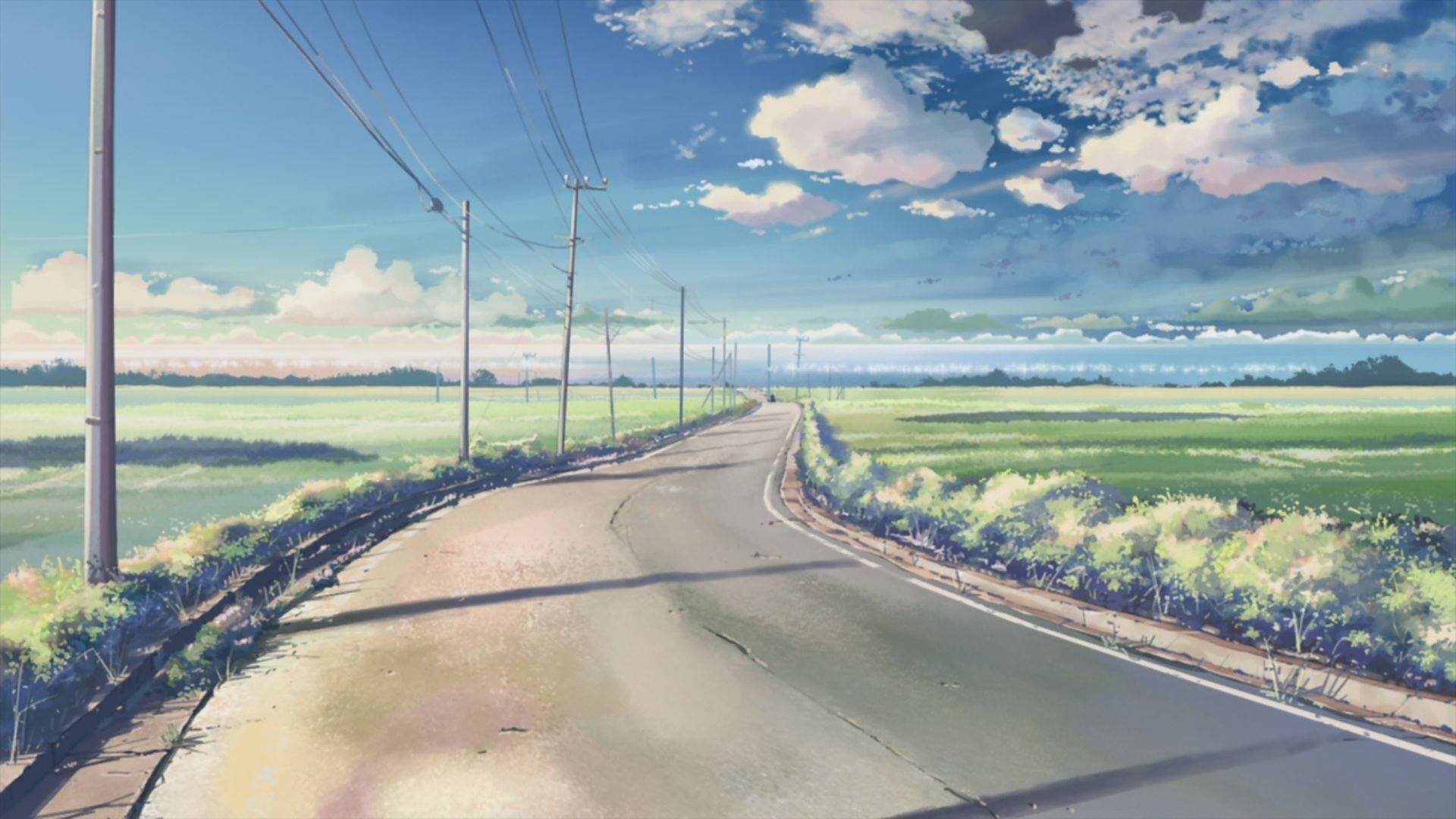鄉村道路動畫風景 壁紙