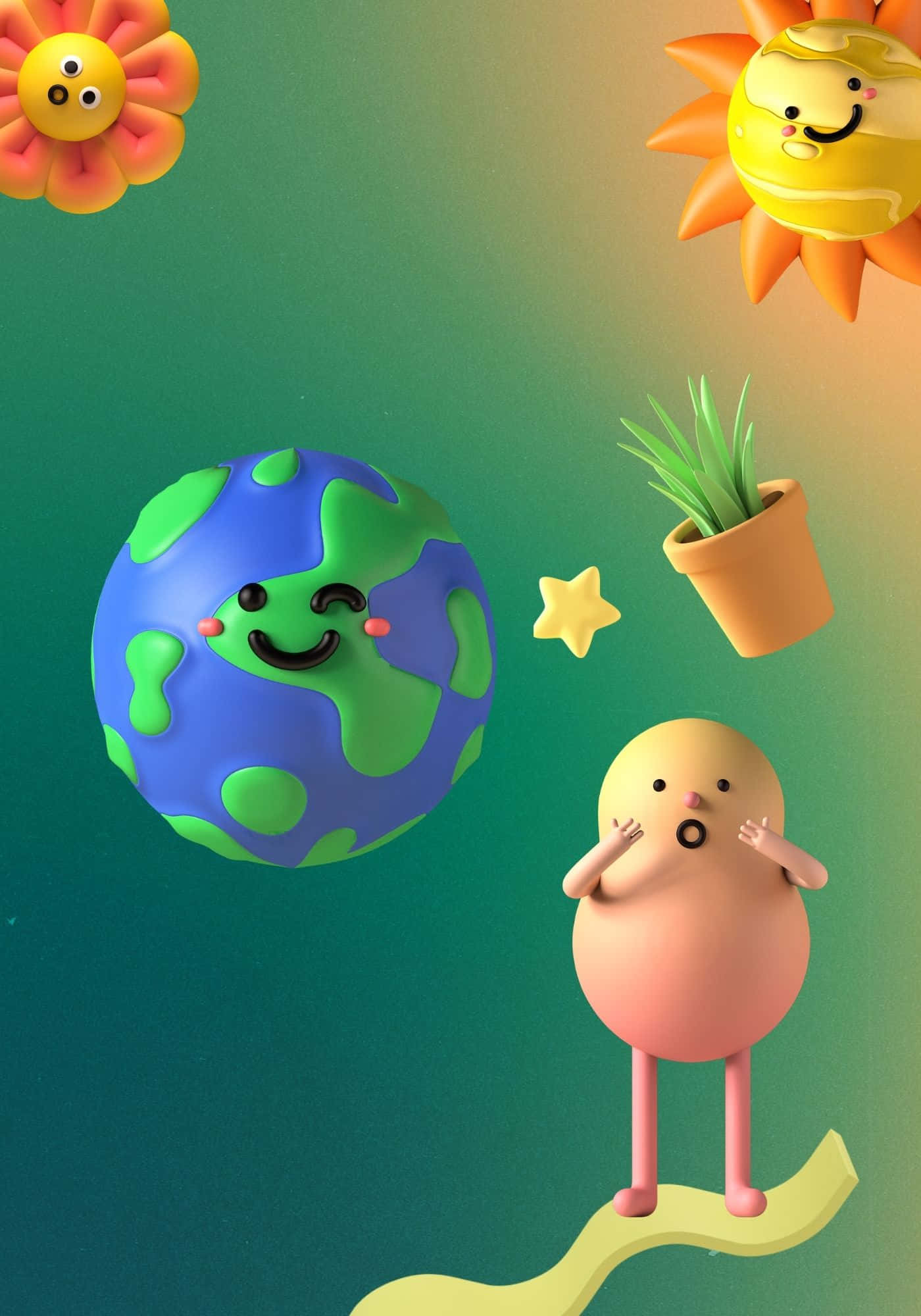 酷炫3D可爱表情背景 壁紙