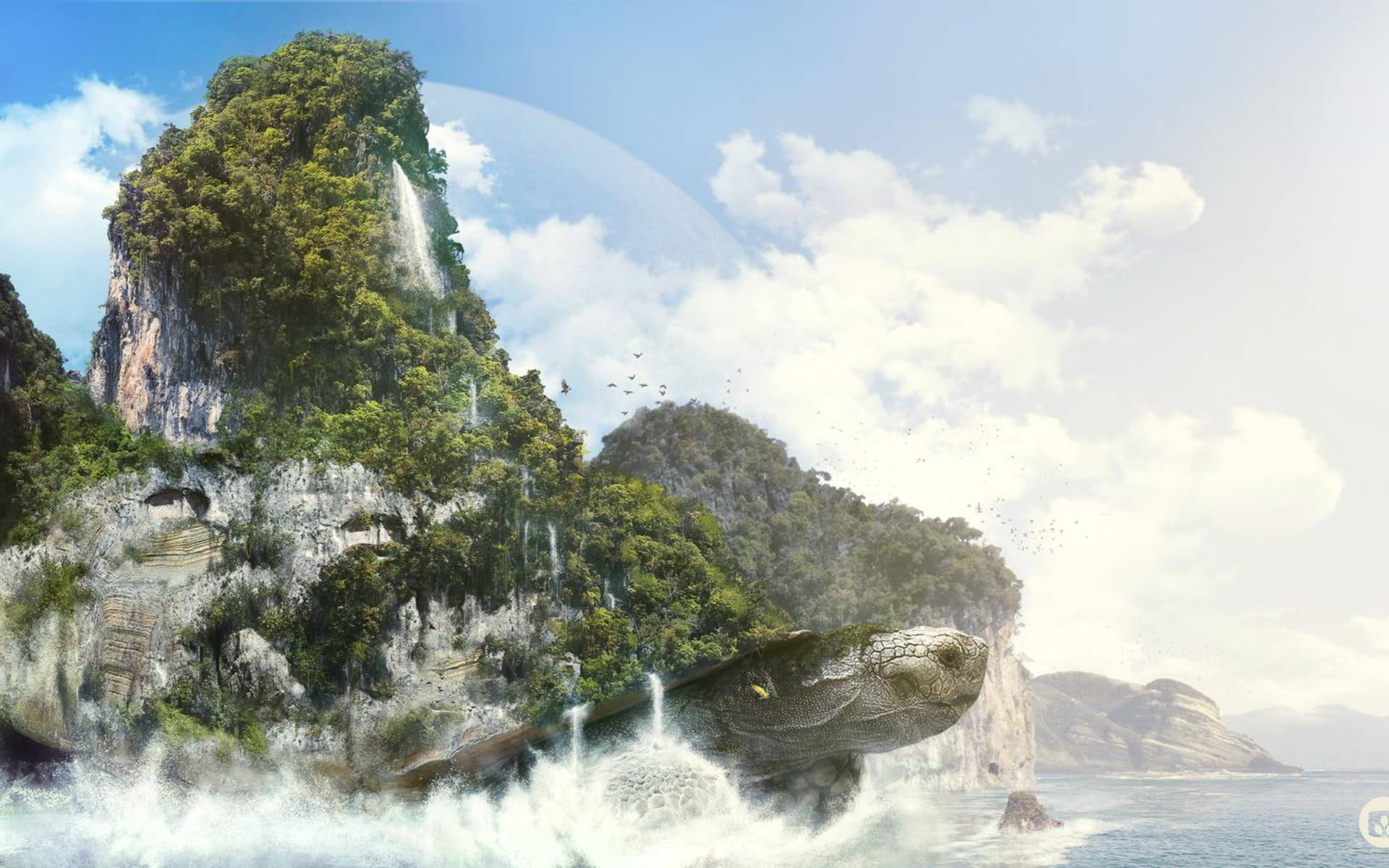 酷炫巨龜馱島 壁紙