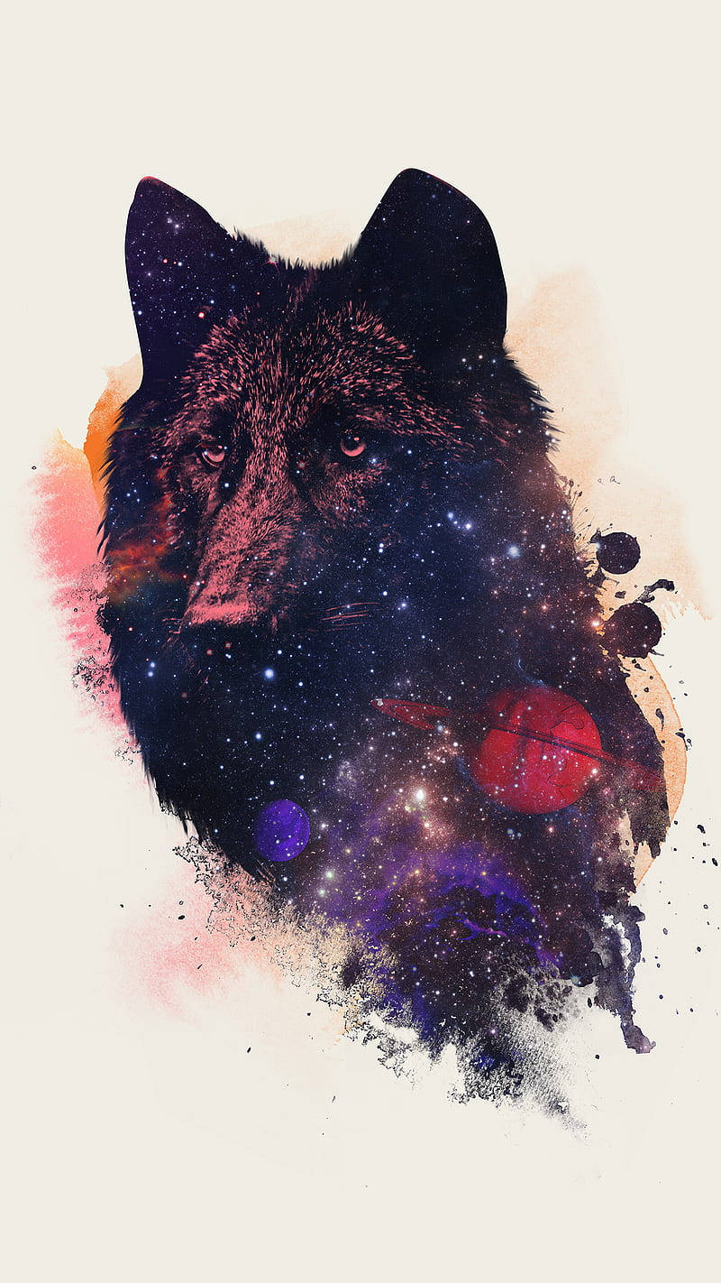 酷炫星系天体狼影 壁紙