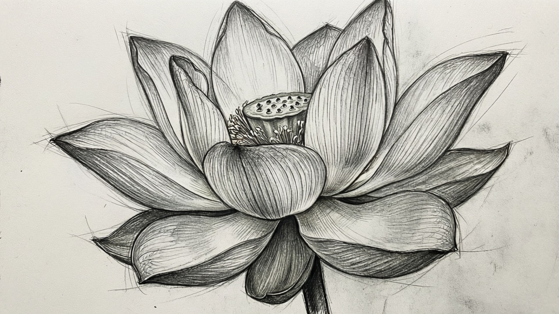 鉛筆素描蓮花 壁紙
