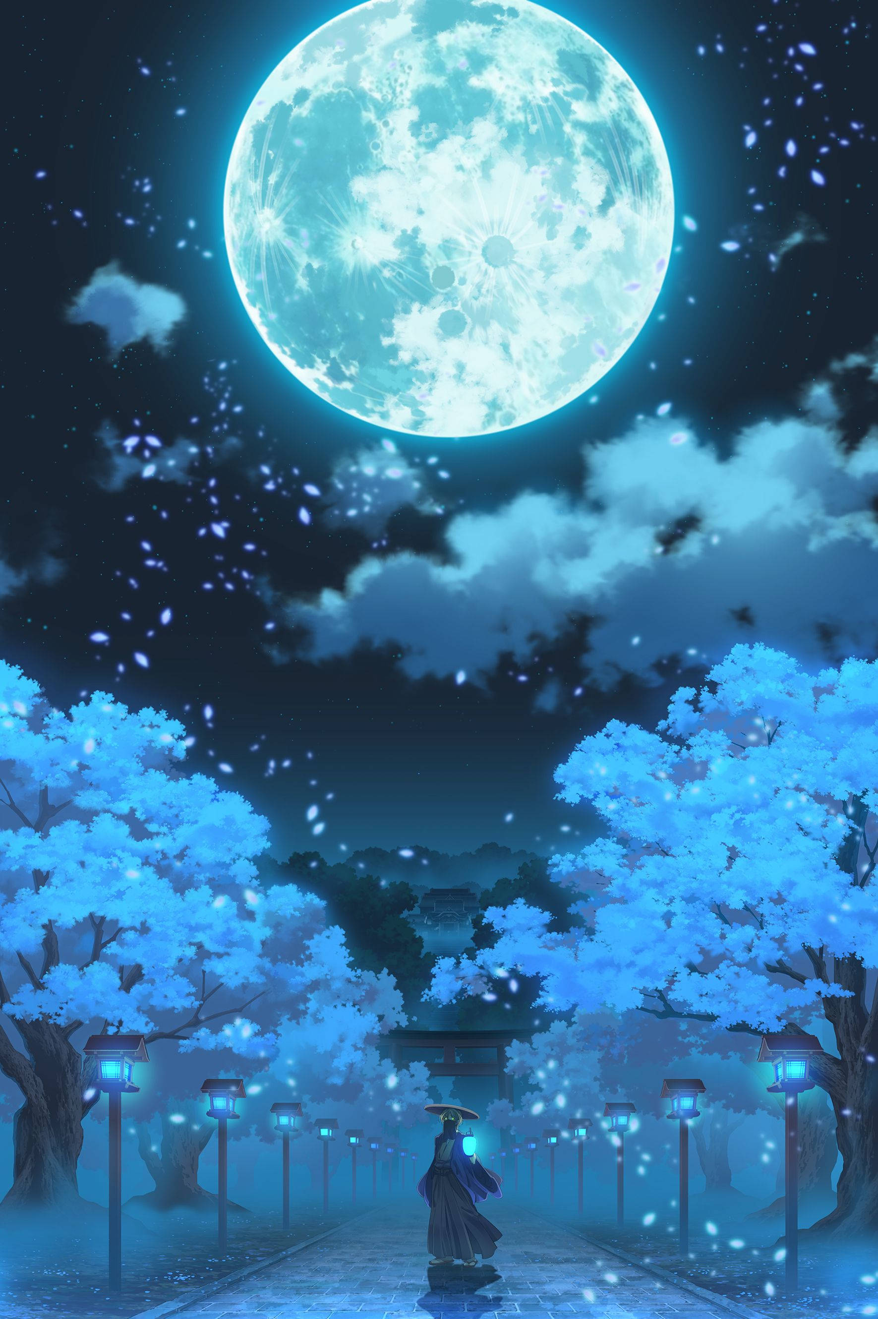 銀河月夜動漫藝術 壁紙