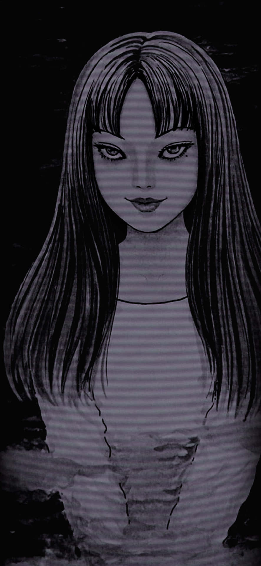 長髮女孩現身黑暗中 壁紙