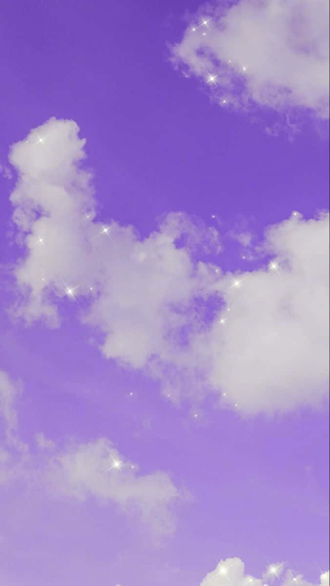 閃亮雲朵薰衣草粉紫美學背景 壁紙