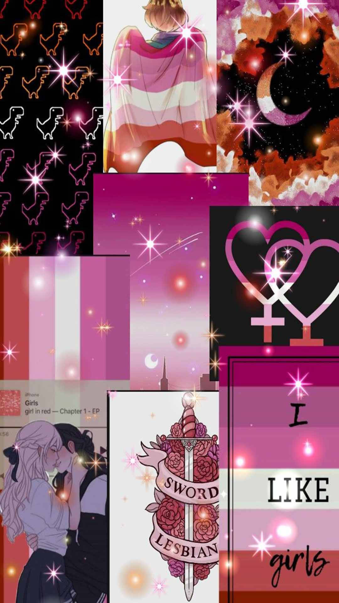 閃耀女同美學拼貼 壁紙