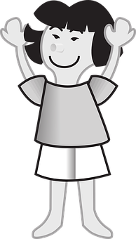 開心卡通女孩舉起雙手 壁紙