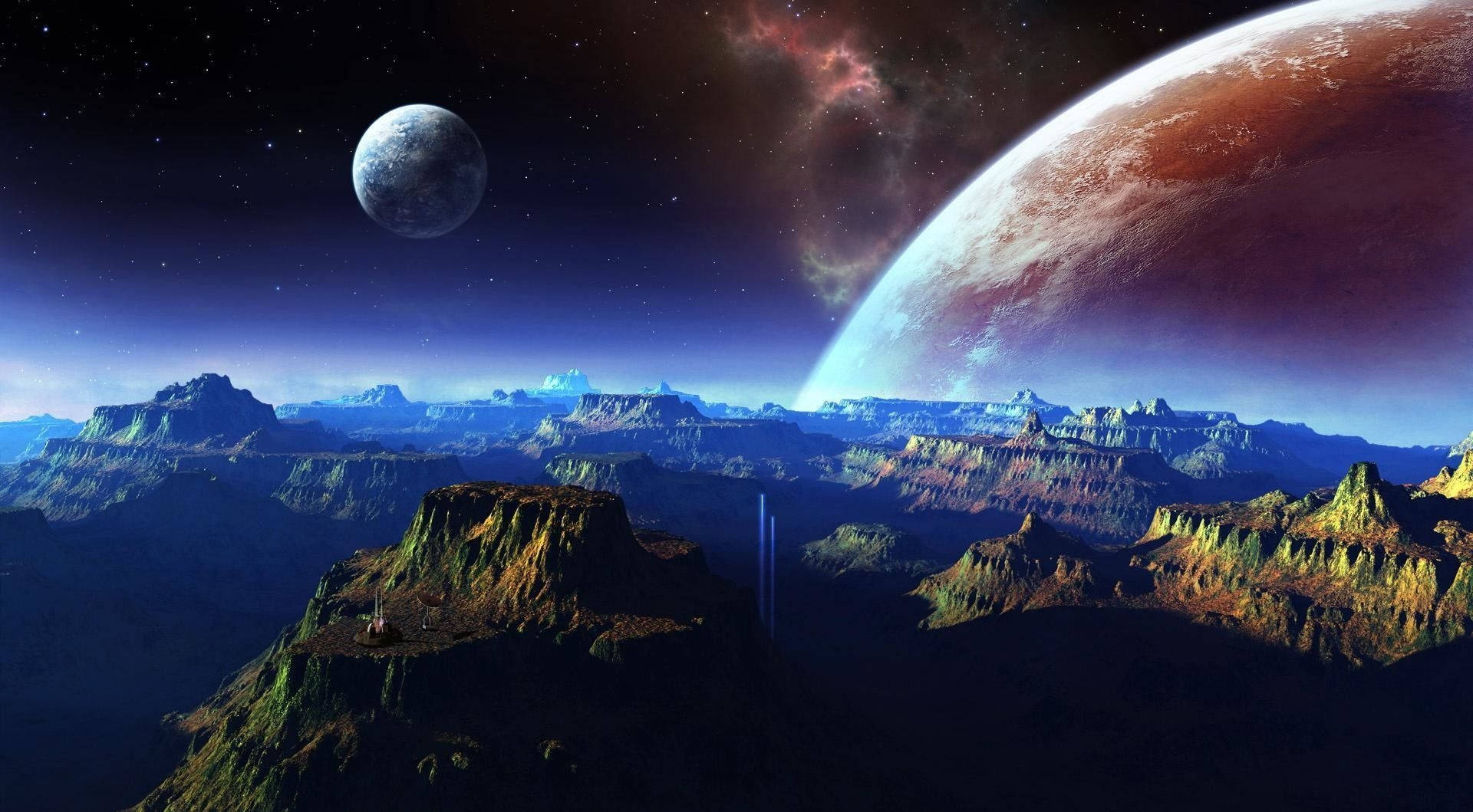 雙月 1920x1080 HD 太空 壁紙