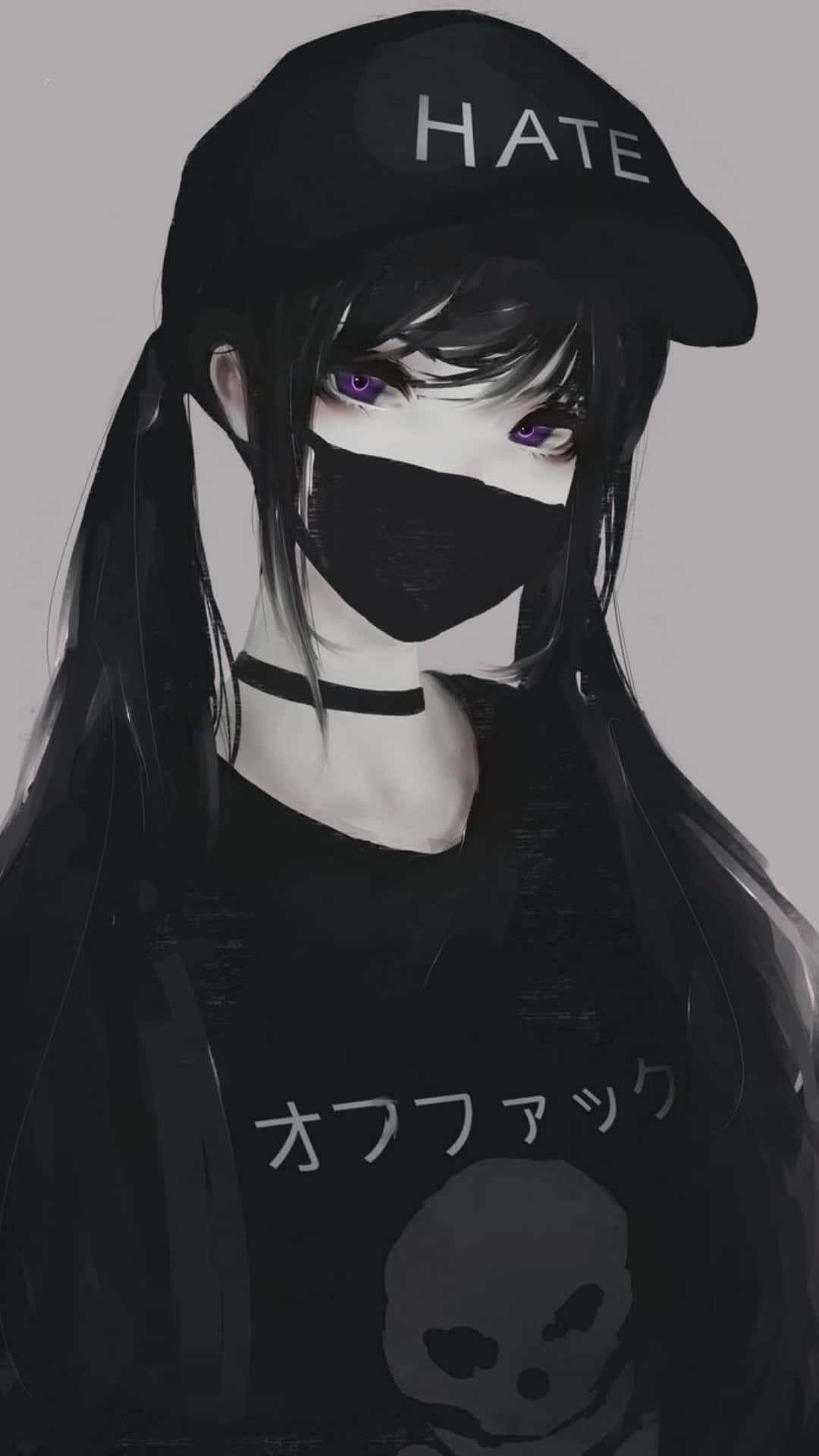 雙馬尾女孩暗黑風動漫頭像 — 黑色美学 壁紙