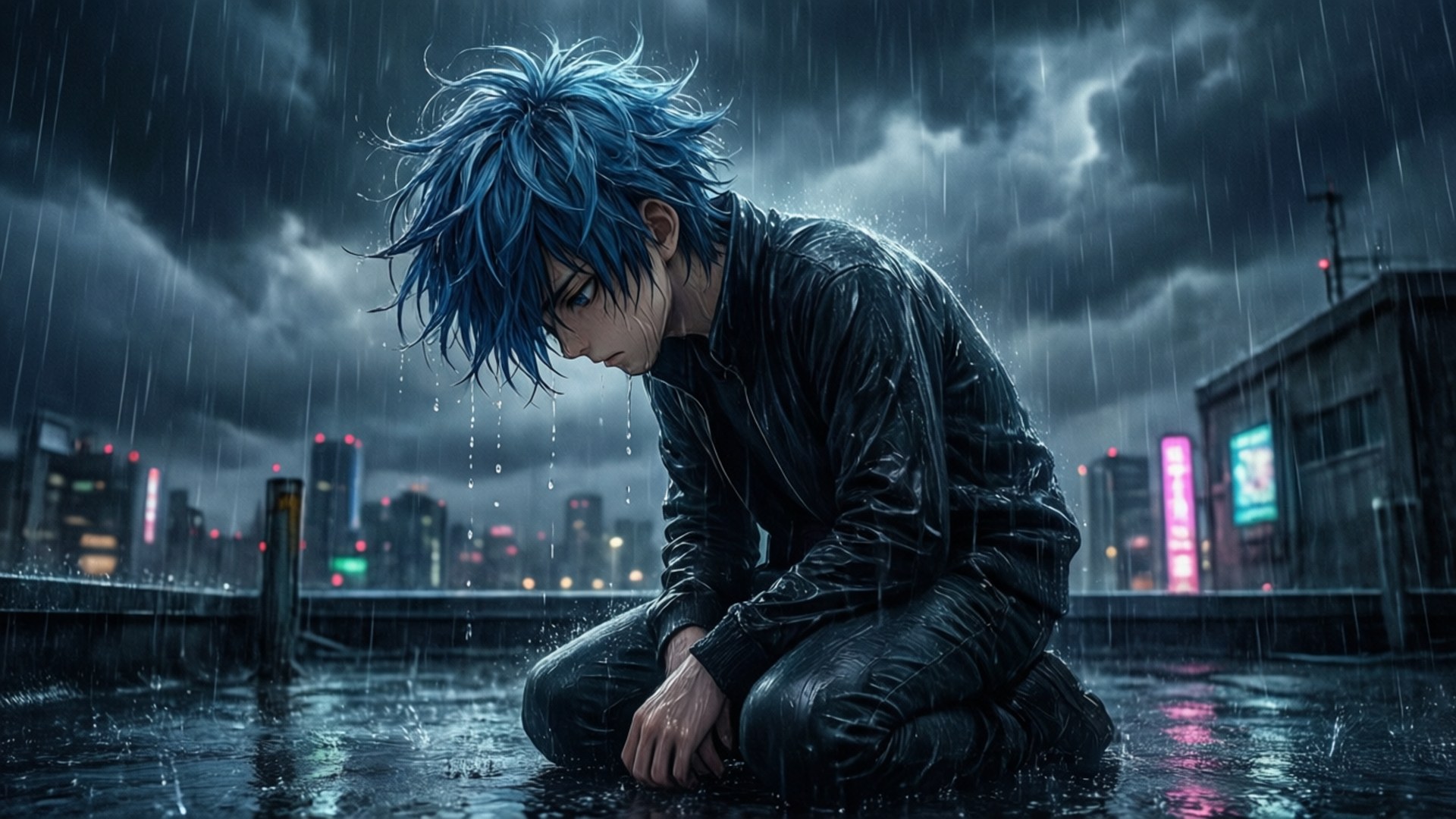 雨中的屋顶 壁紙