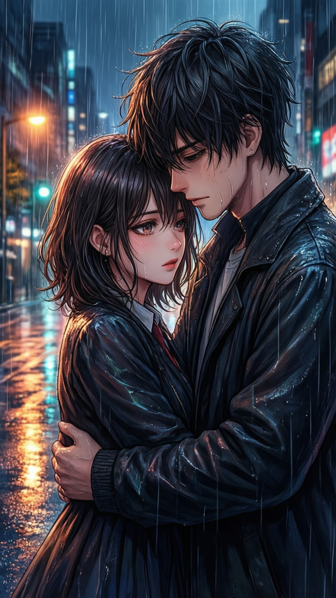 雨中的擁抱 壁紙