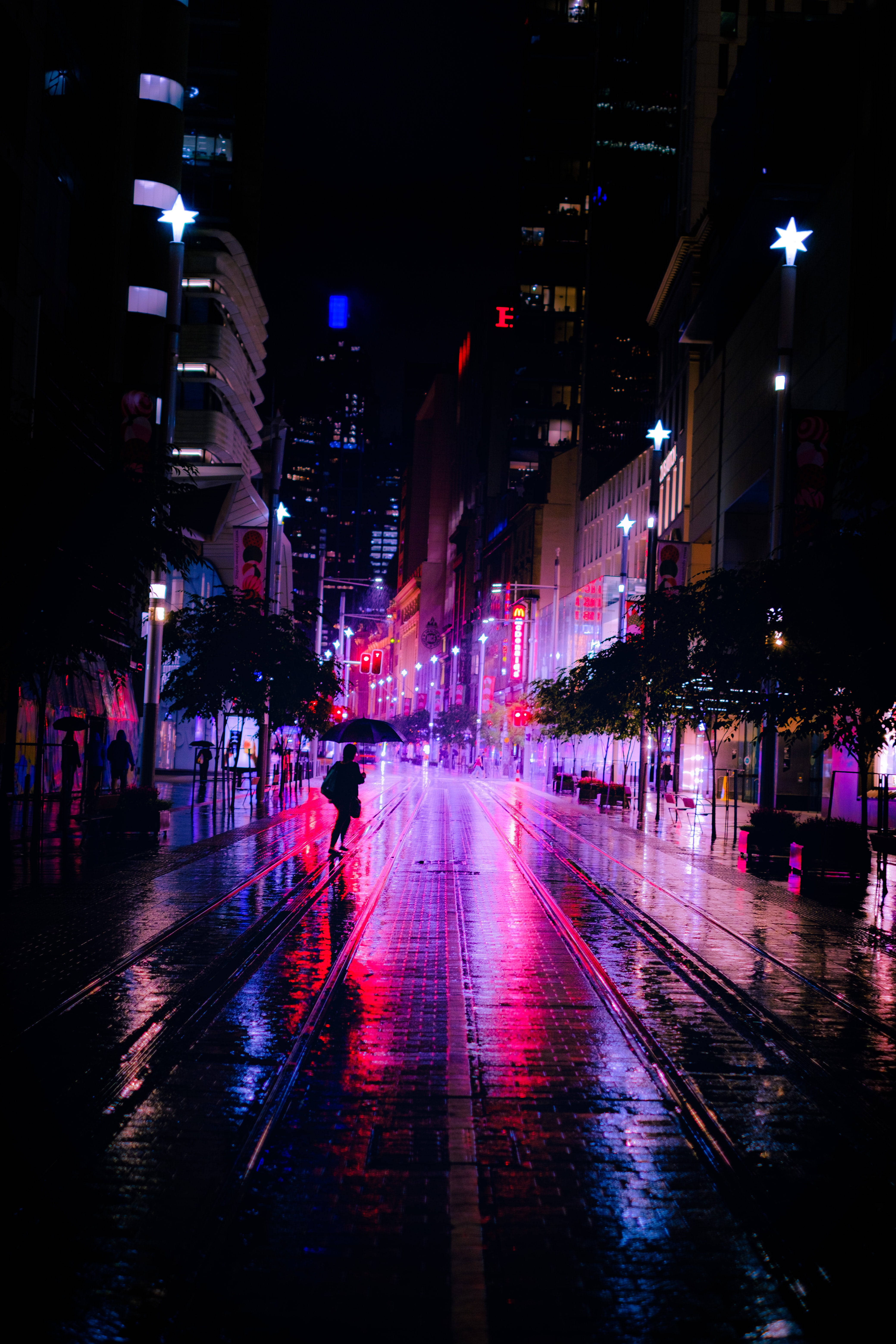 雨夜暗黑霓虹城市 壁紙