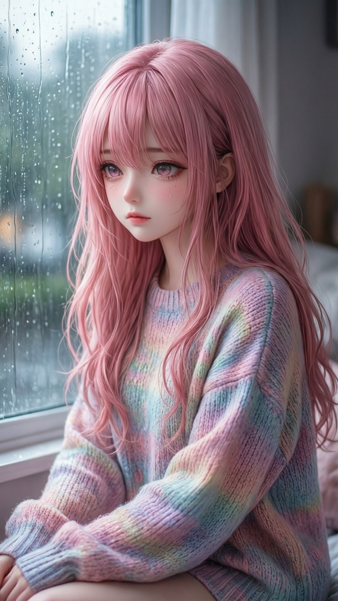 雨天動漫女孩 壁紙