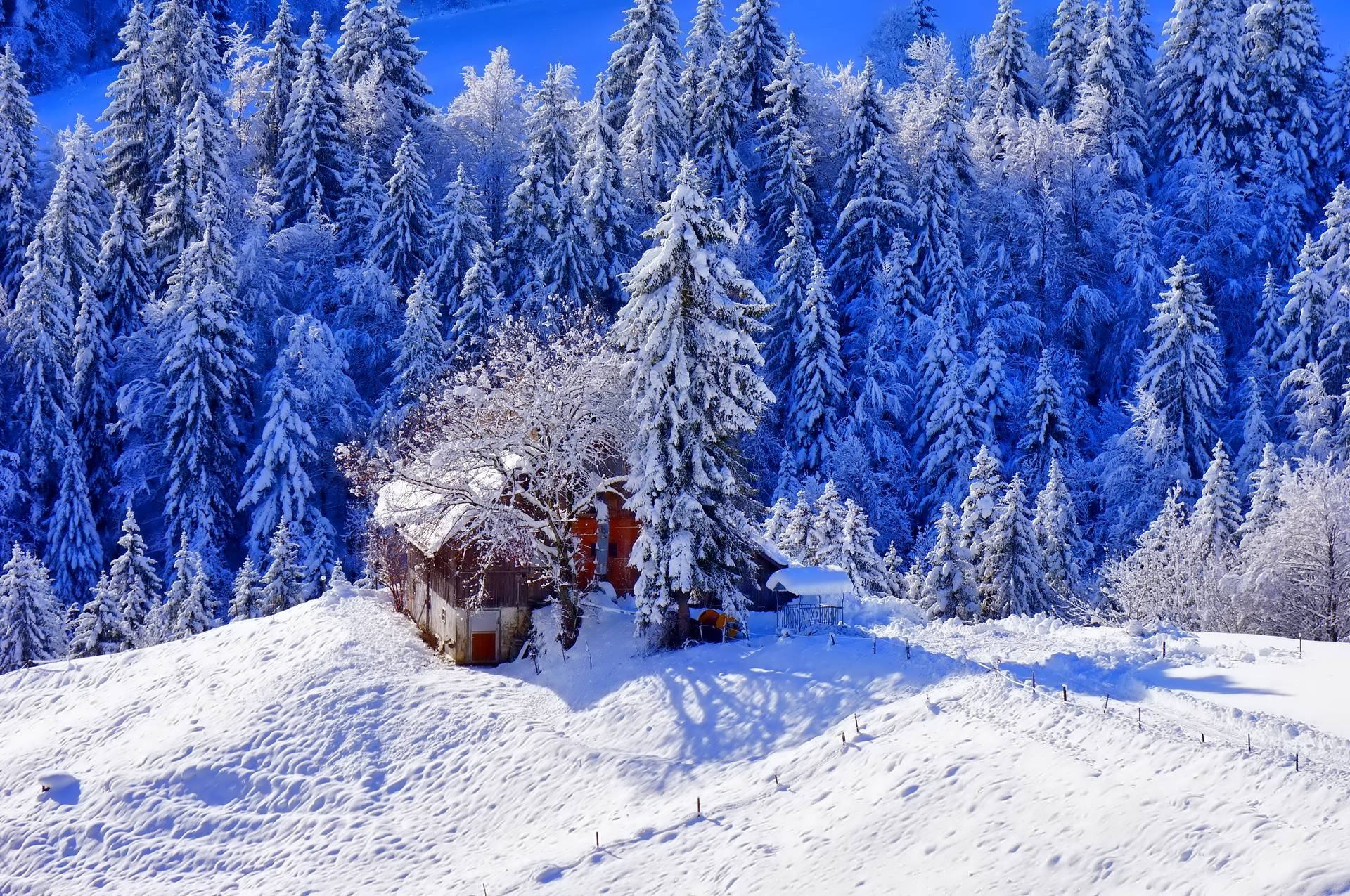雪中小屋 壁紙