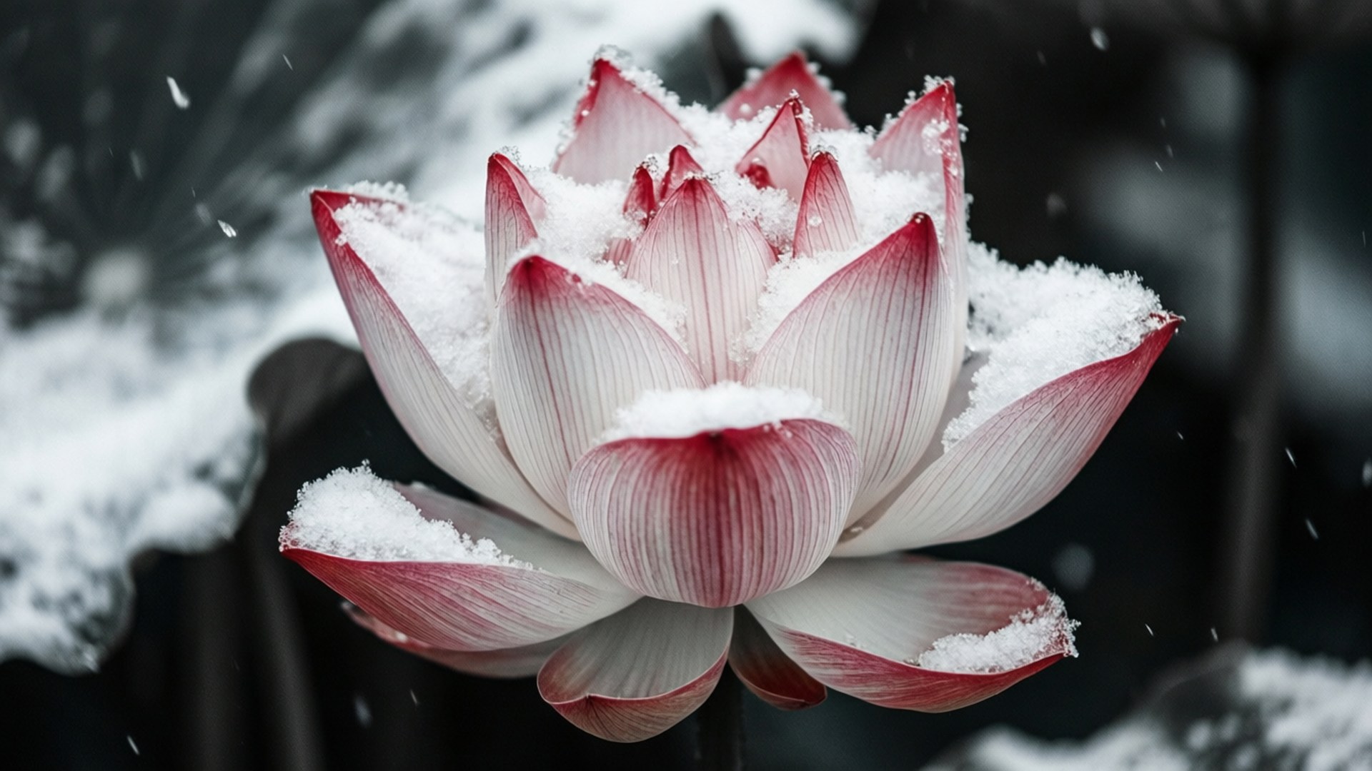 雪中蓮花 壁紙