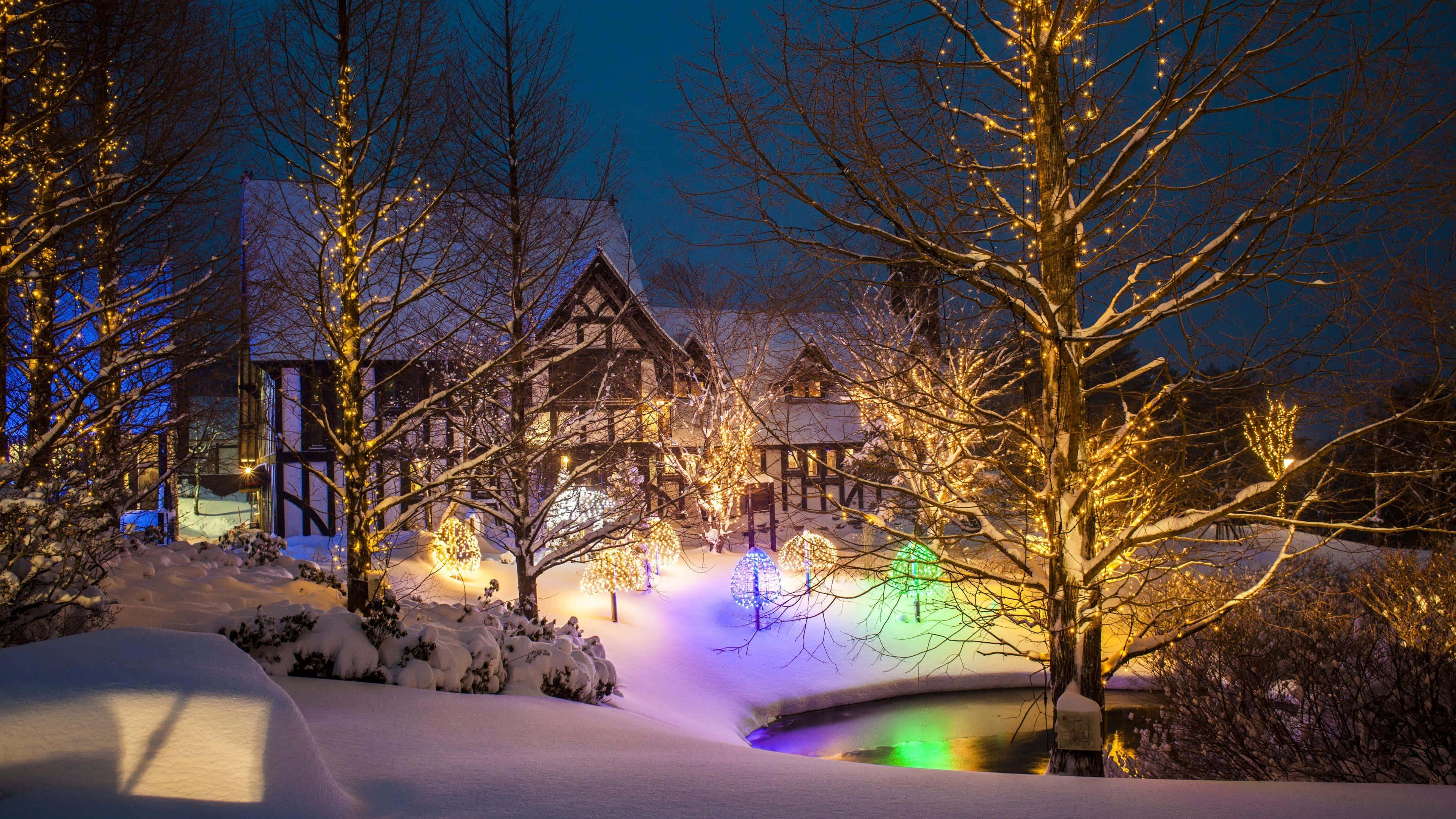 雪林小屋 酷炫聖誕 壁紙
