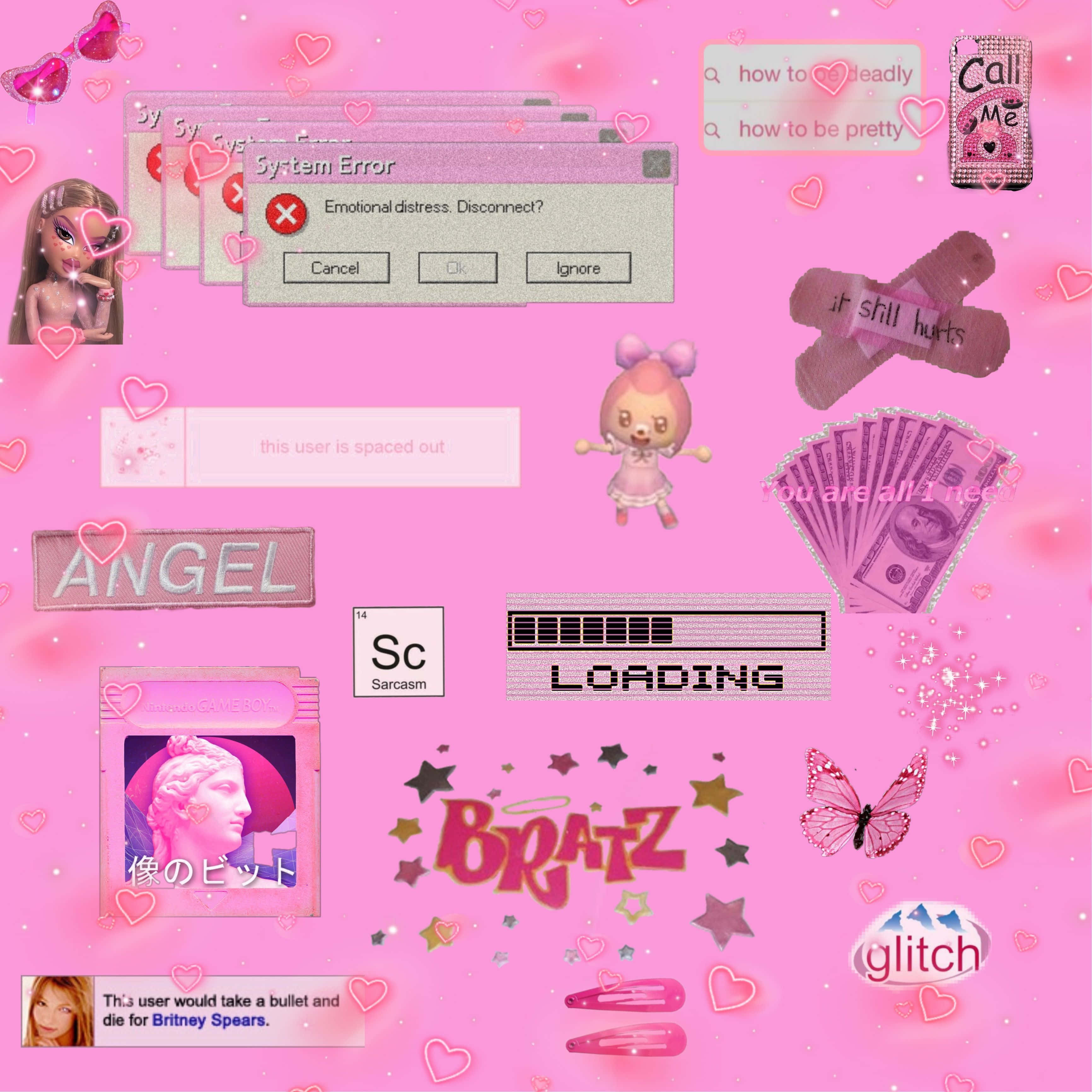 電腦 Bratz 粉紅 Y2K 背景 壁紙