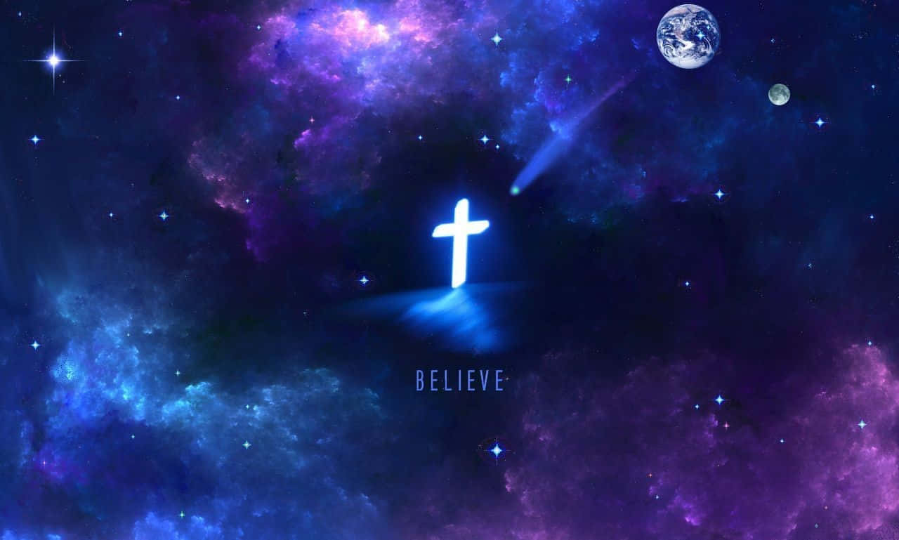 霓虹十字星系信念 壁紙