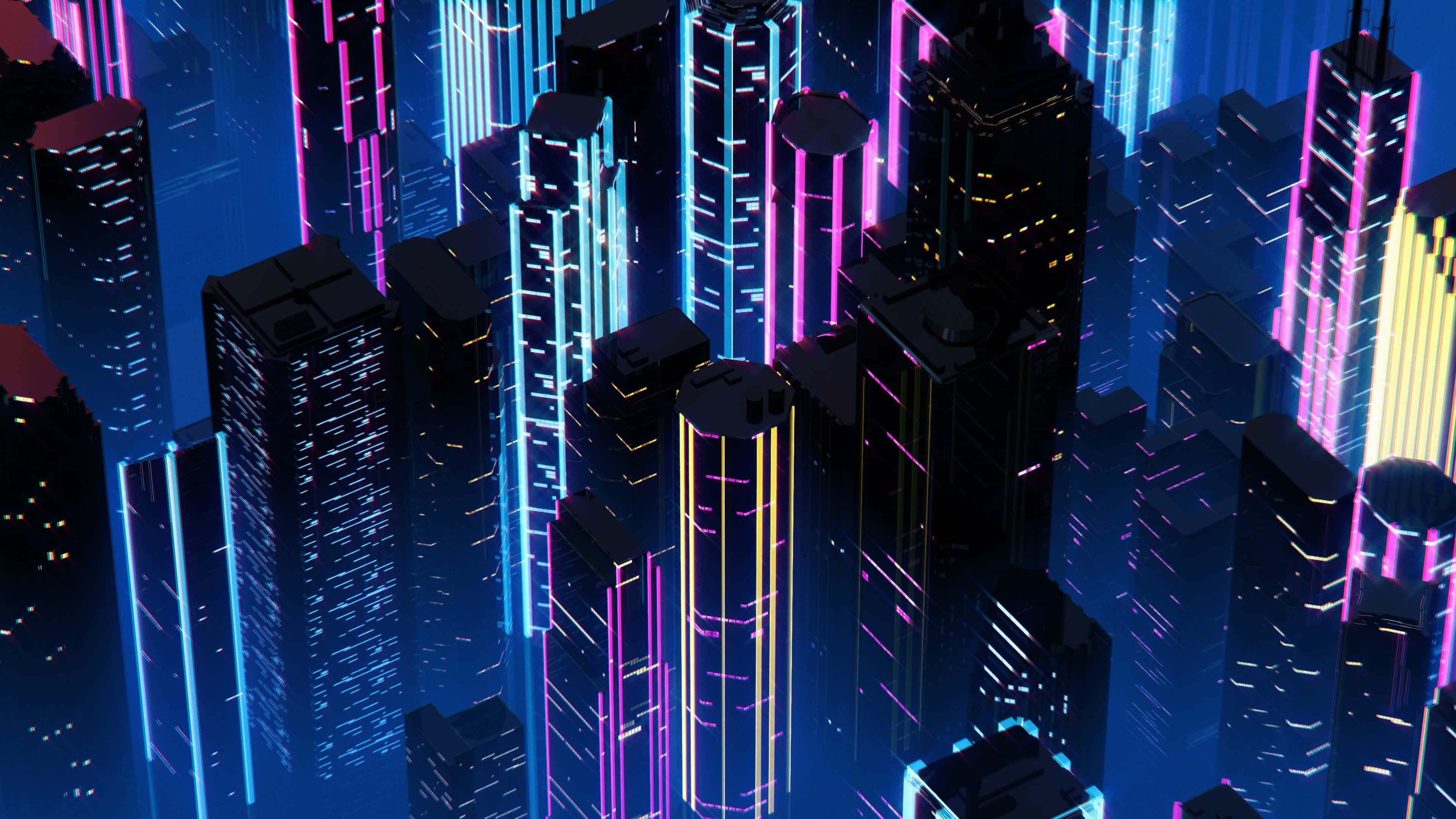 霓虹城的明亮灯光 壁紙