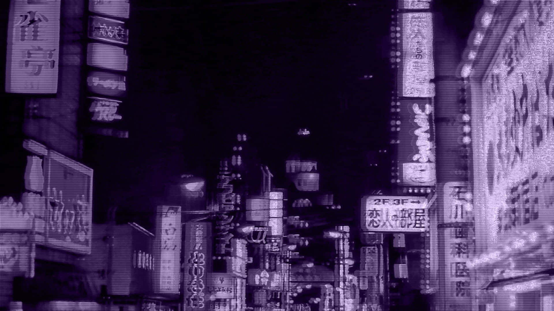 霓虹招牌林立的城市夜景 壁紙