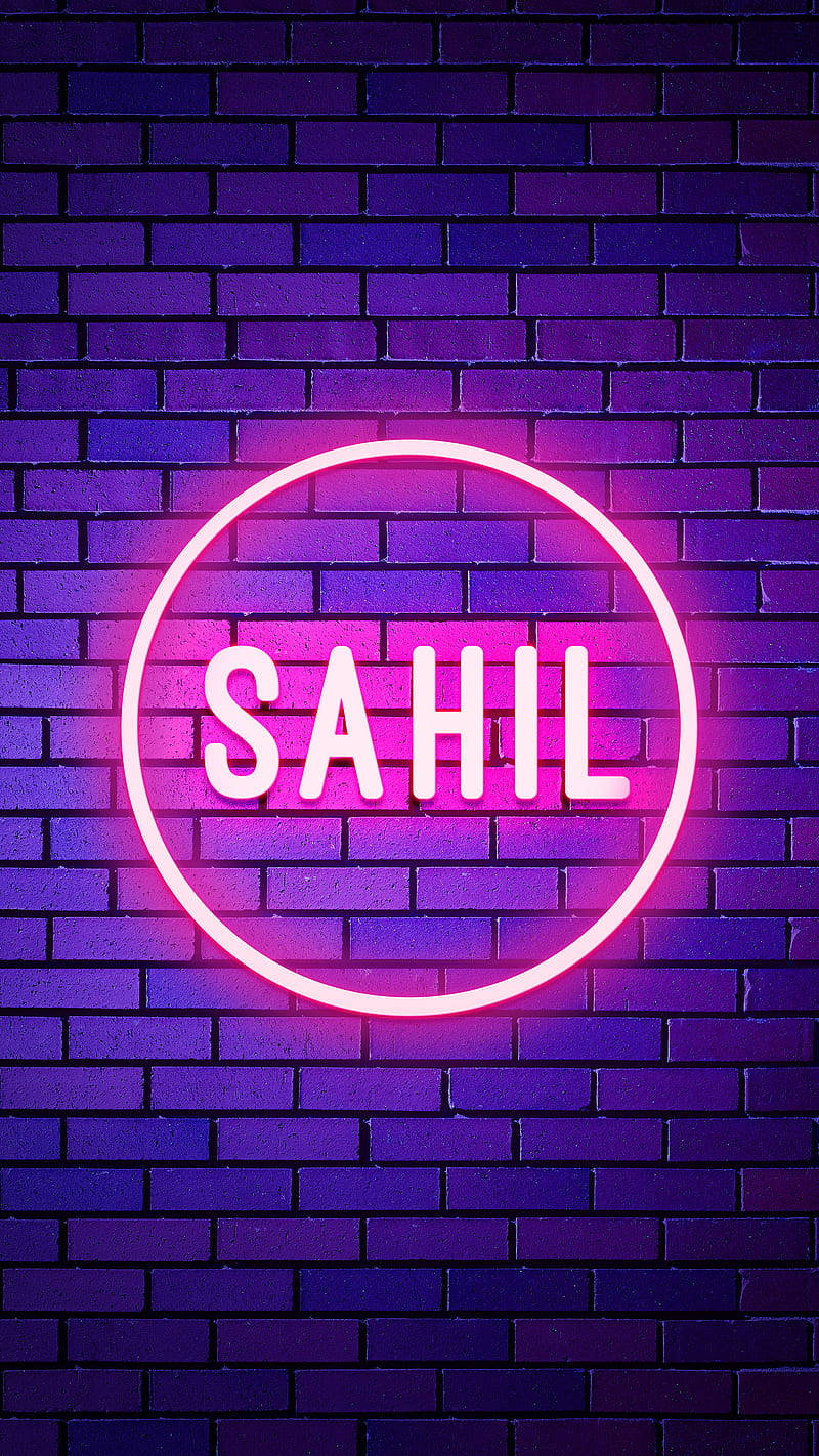 霓虹發光名字「Sahil」 壁紙