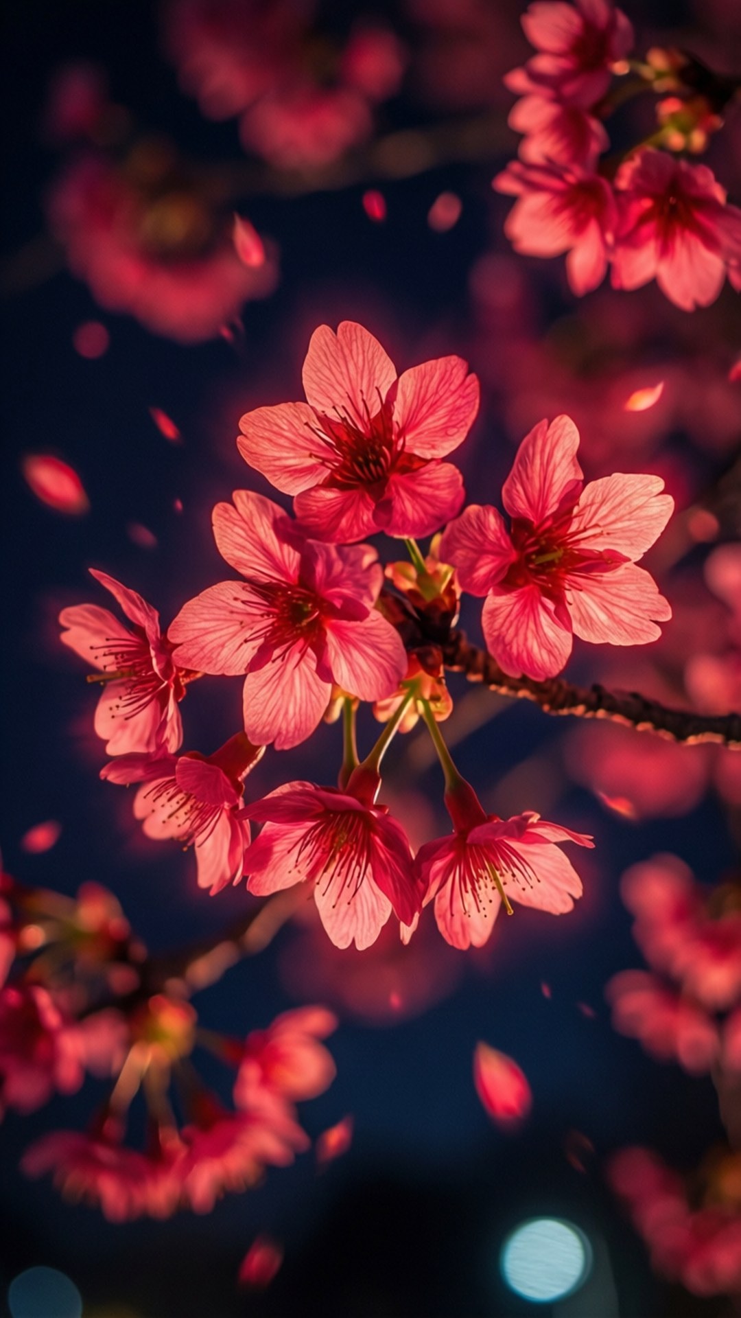 霓虹紅櫻花 壁紙