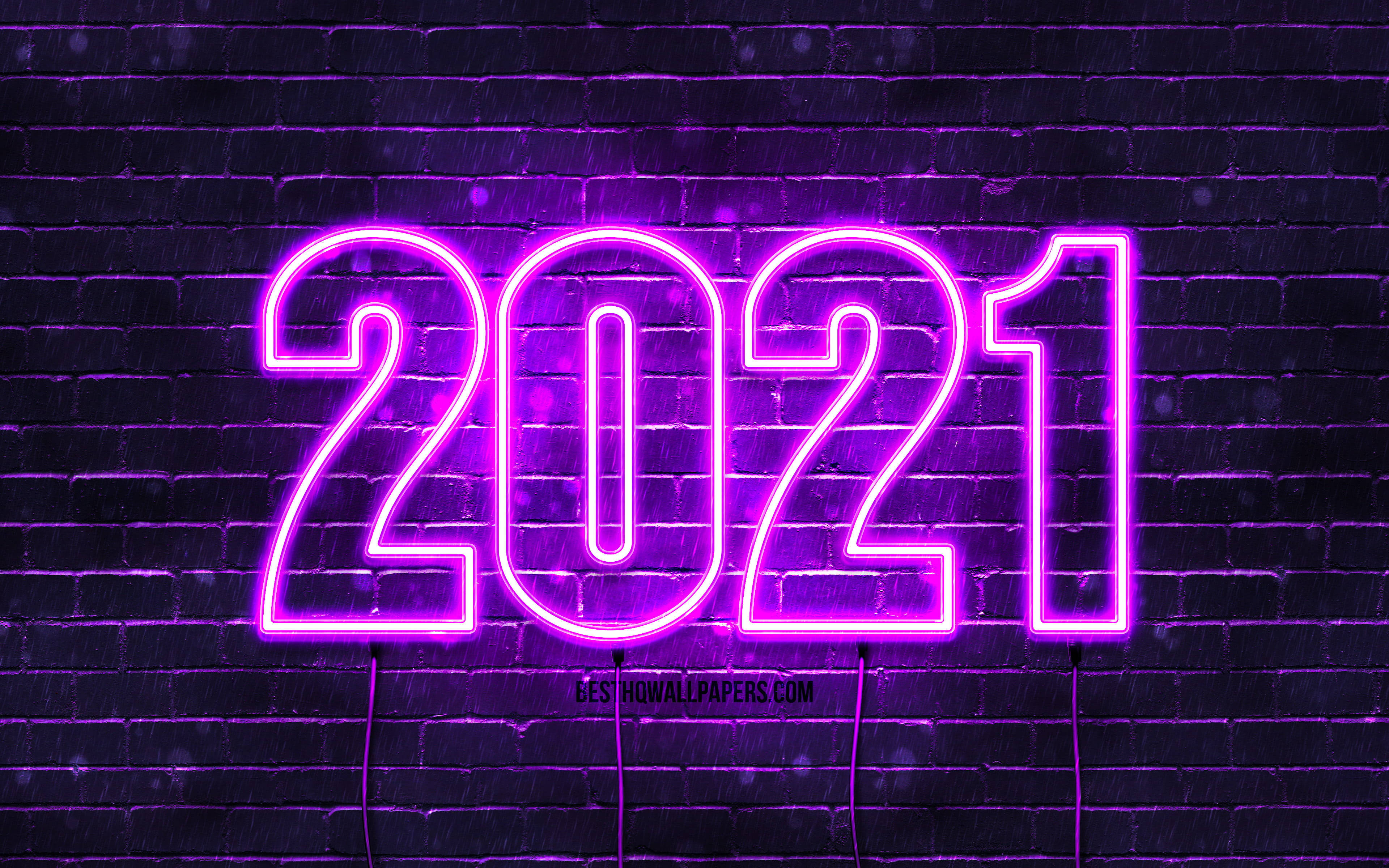 霓虹紫2021新年祝福 壁紙