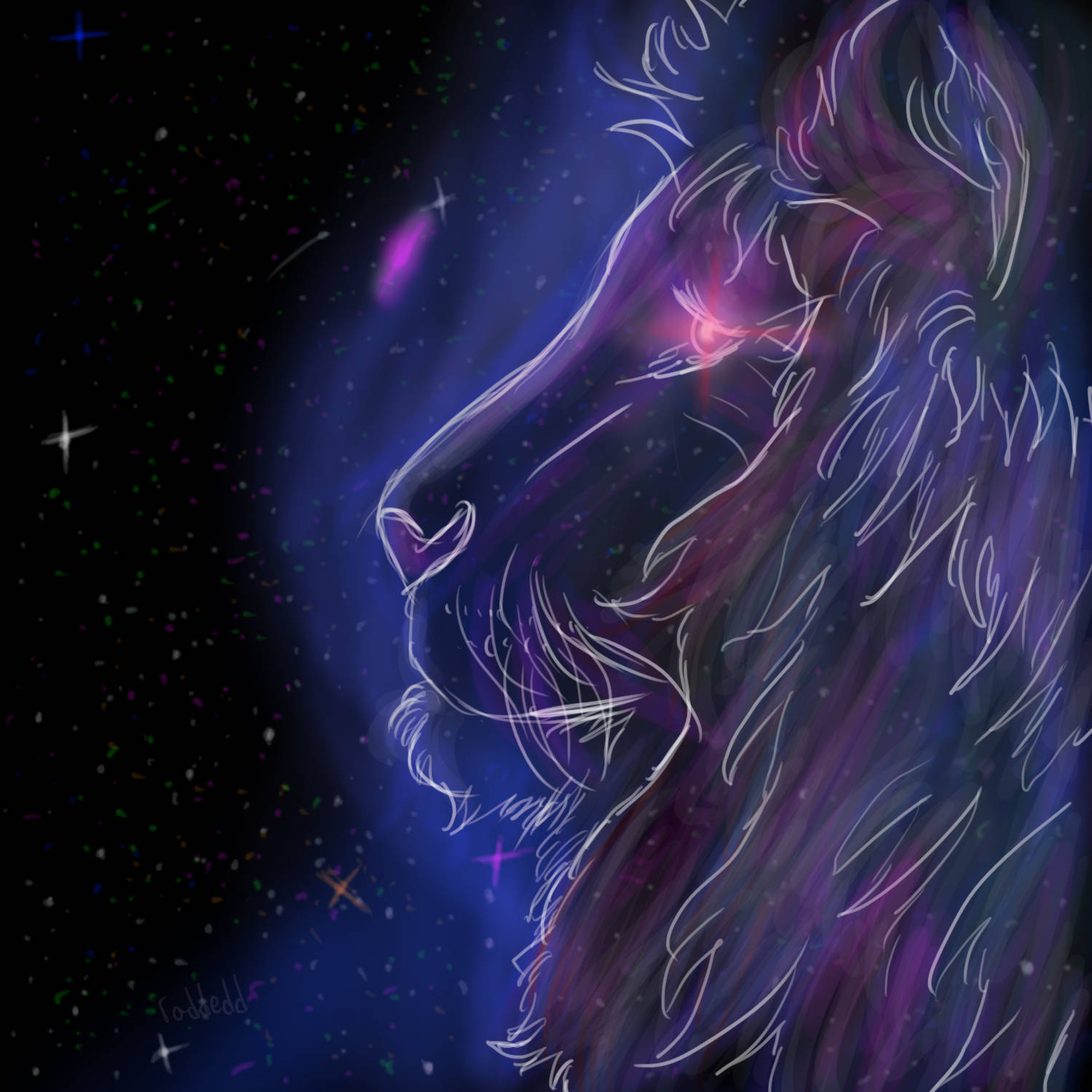 霓虹紫星系獅王 壁紙