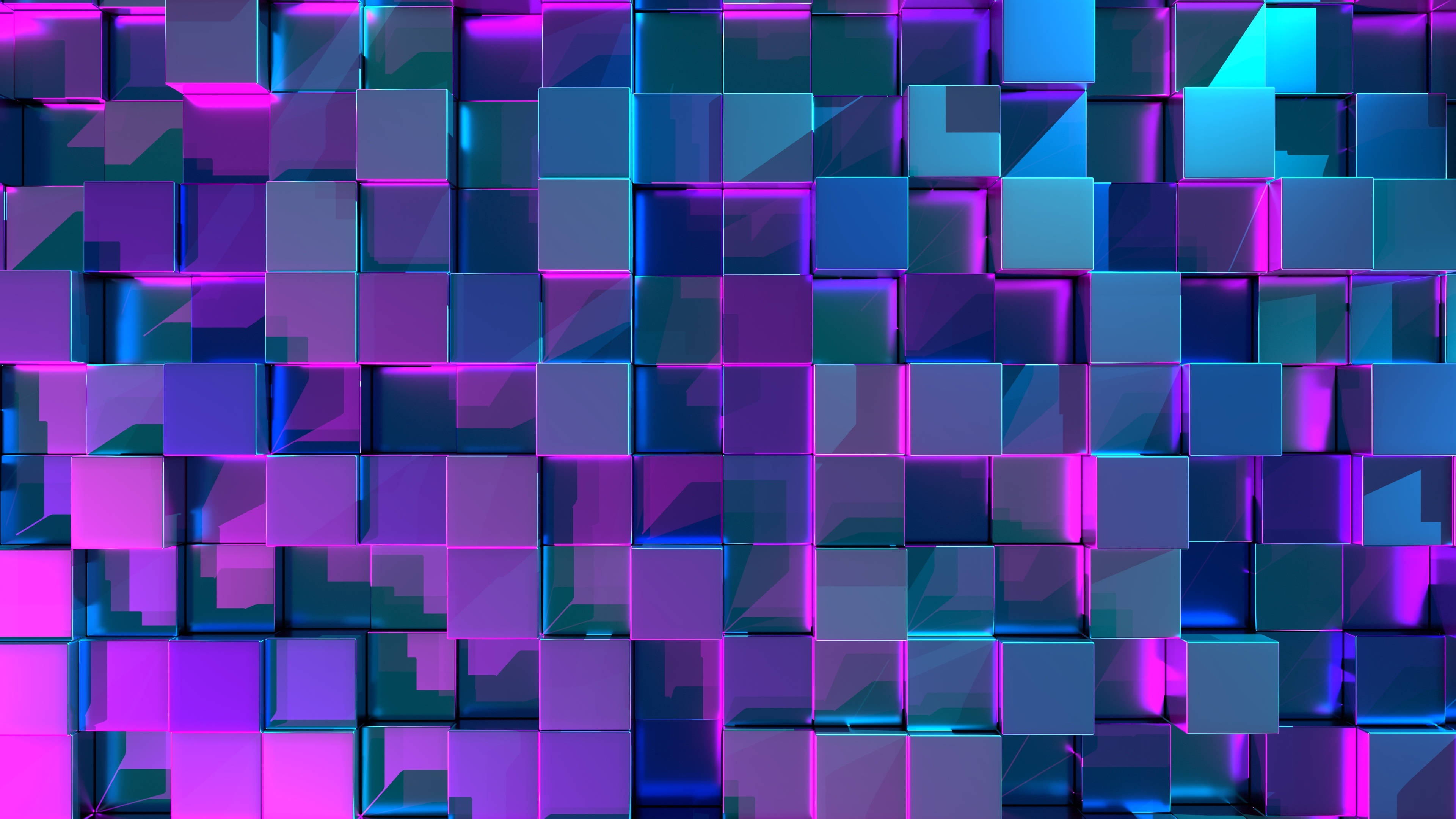霓虹紫美學3D立方體 壁紙
