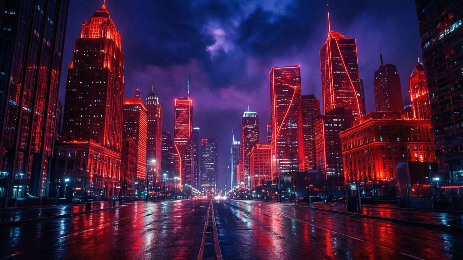 霓虹红城景 壁紙