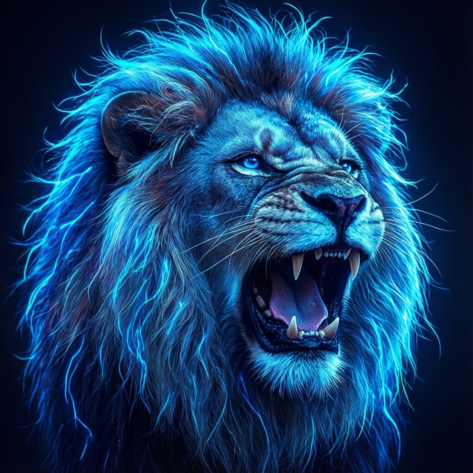 霓虹藍獅王 壁紙