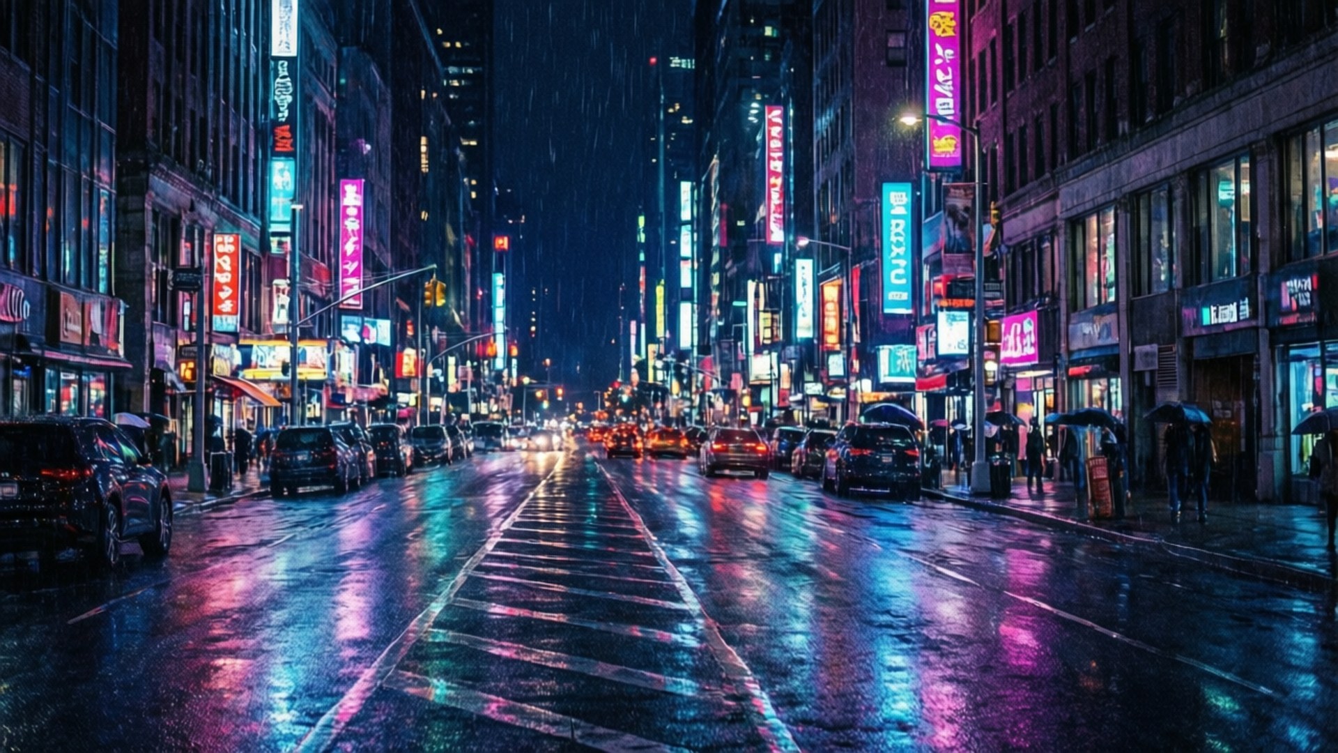 霓虹雨夜之城 壁紙