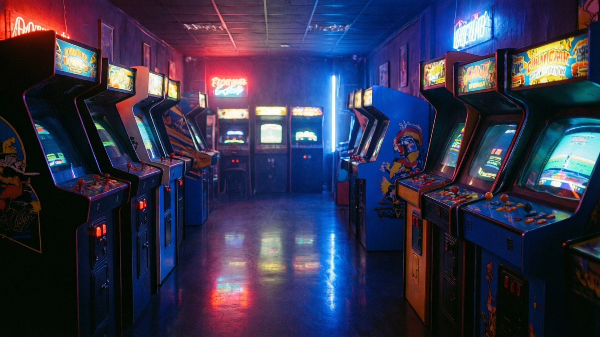 霓虹電玩遊戲室 壁紙