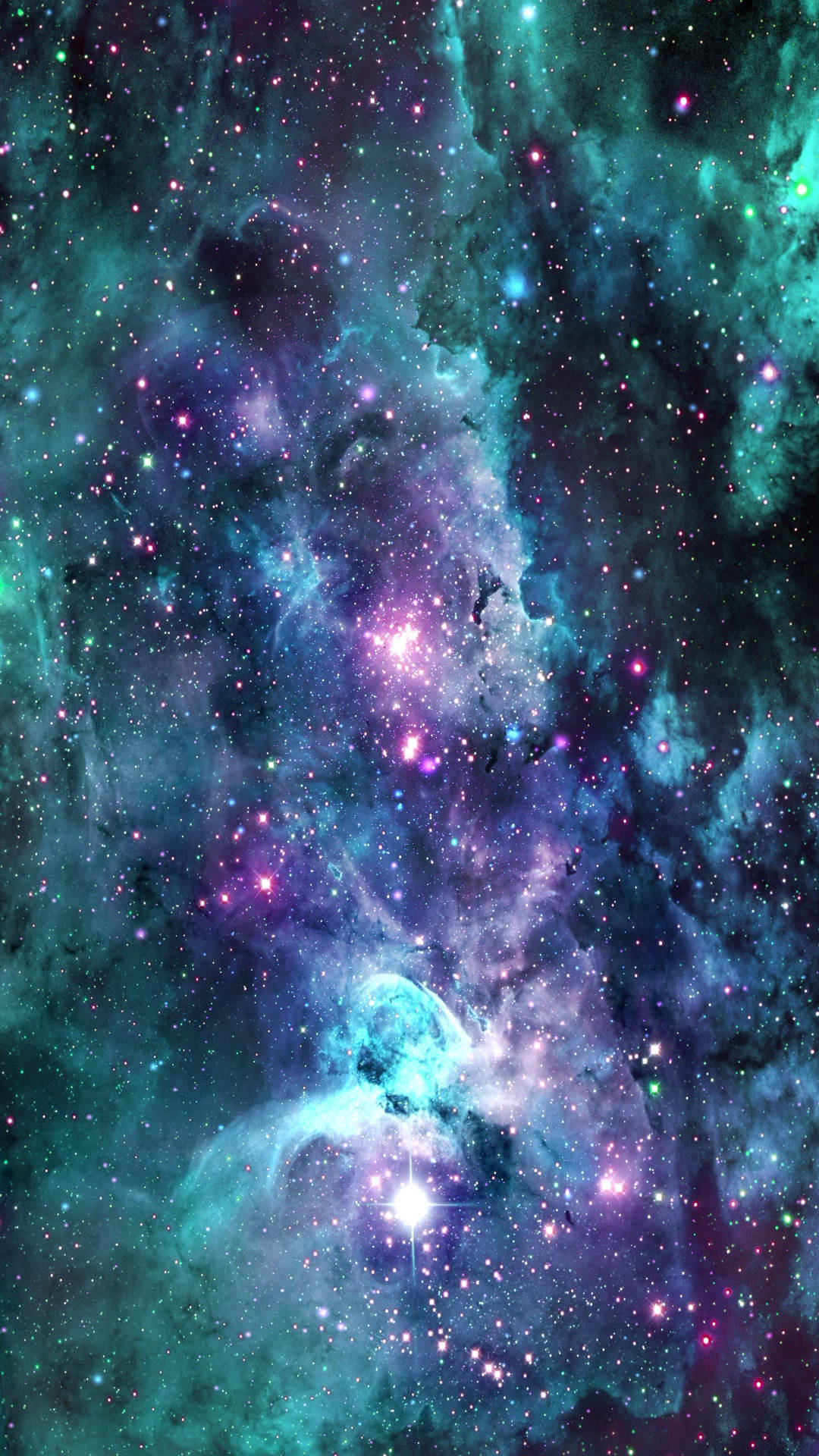 青綠與紫色星系動態 — 星系 壁紙