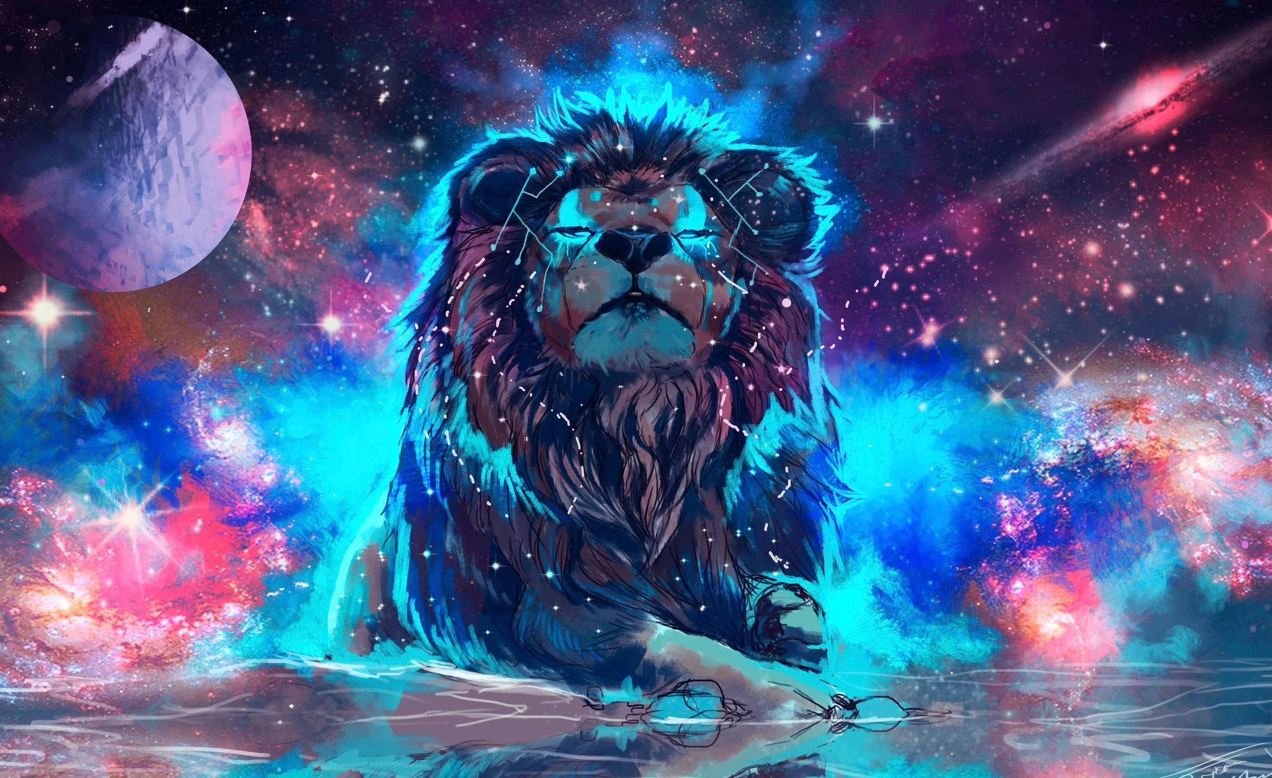 青色銀河獅子 壁紙