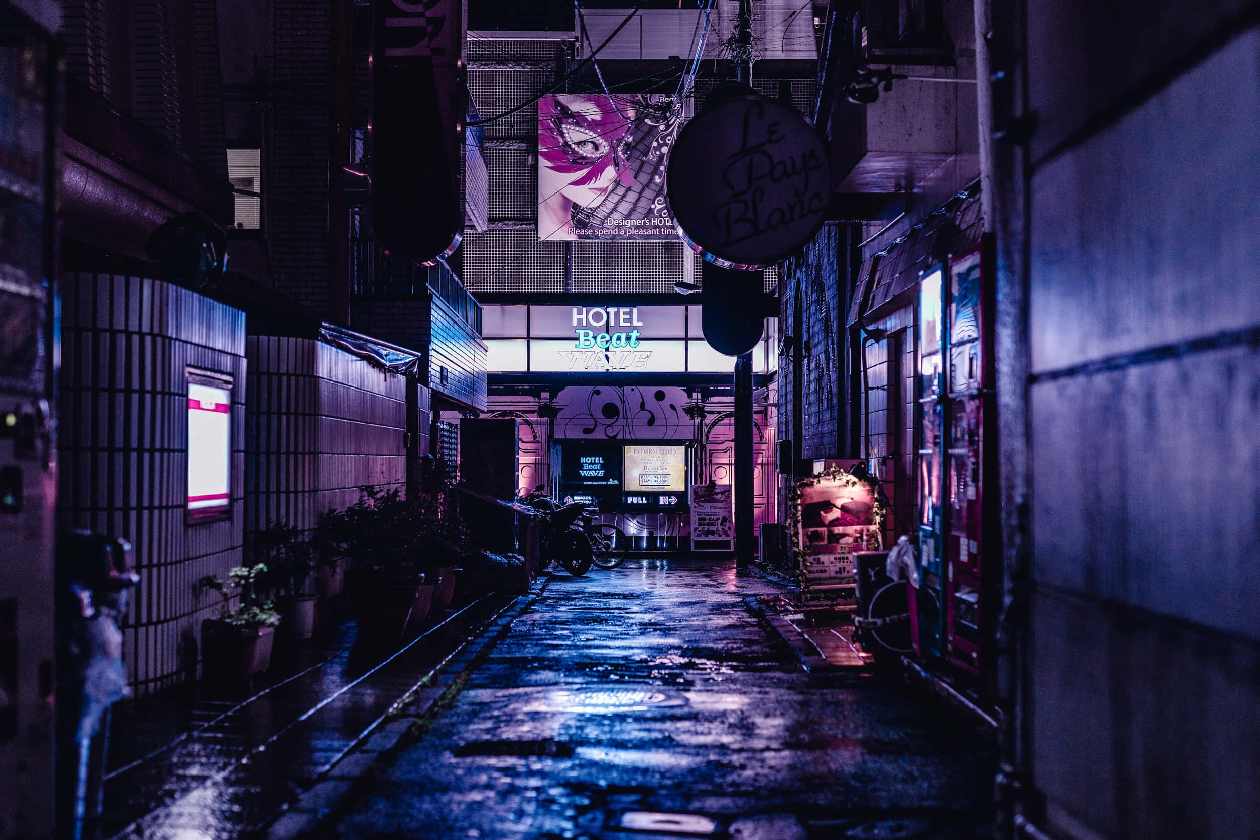 飯店節拍波浪巷弄背景 壁紙